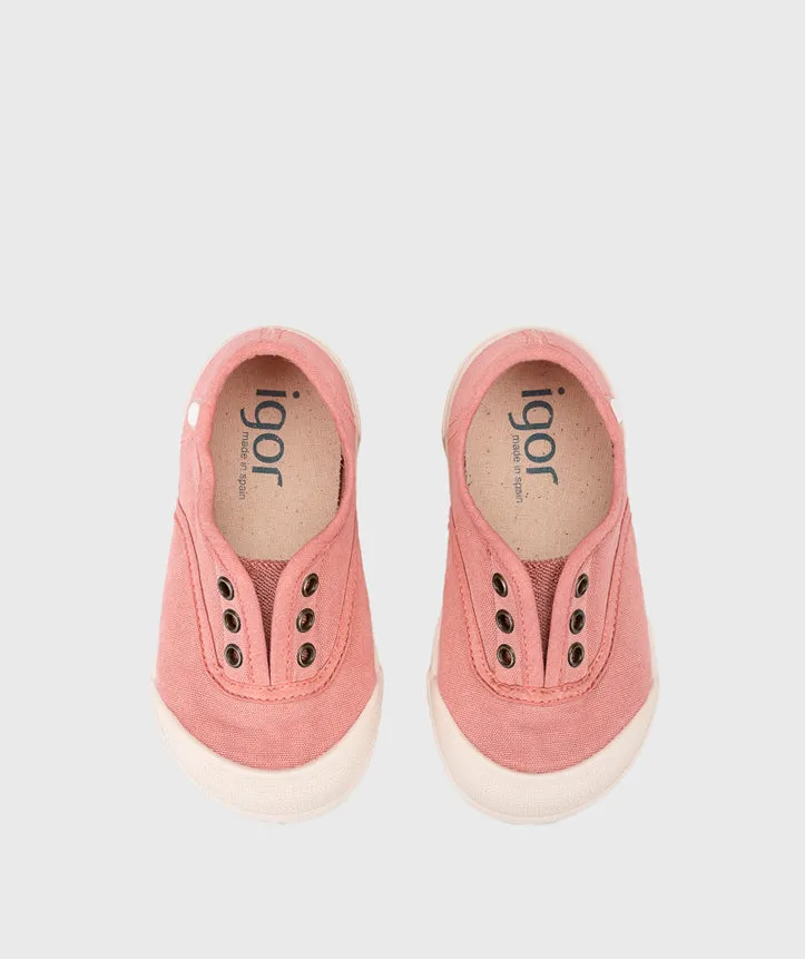 Glittery Effects Igor Girl's Lona Laceless Shoes - Nuevo Rosa