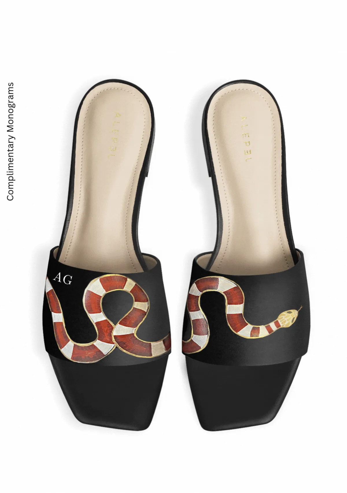 Gold Snake Black Square Open Design