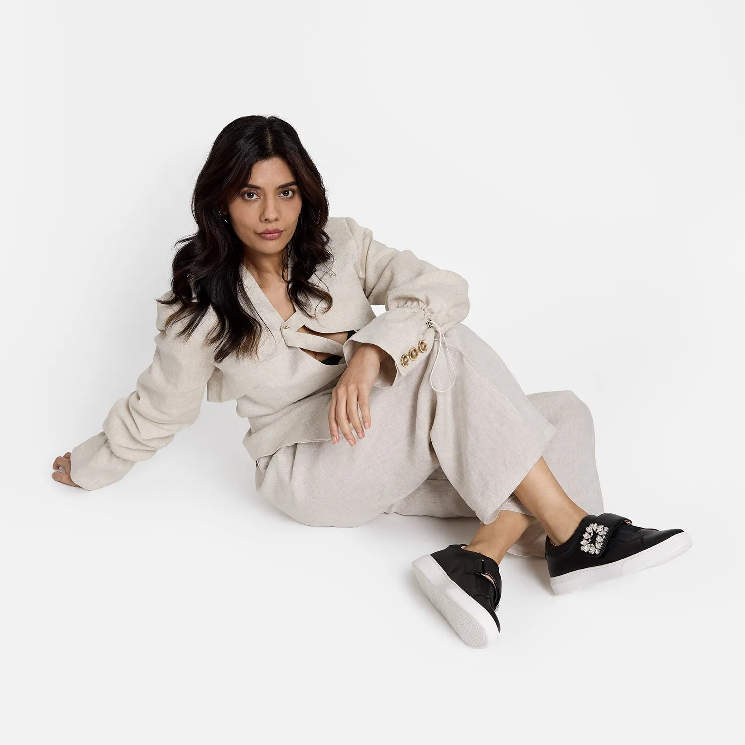 Gracie Sneaker Ltd Ed. | Black Leather Metal Heel Pumps