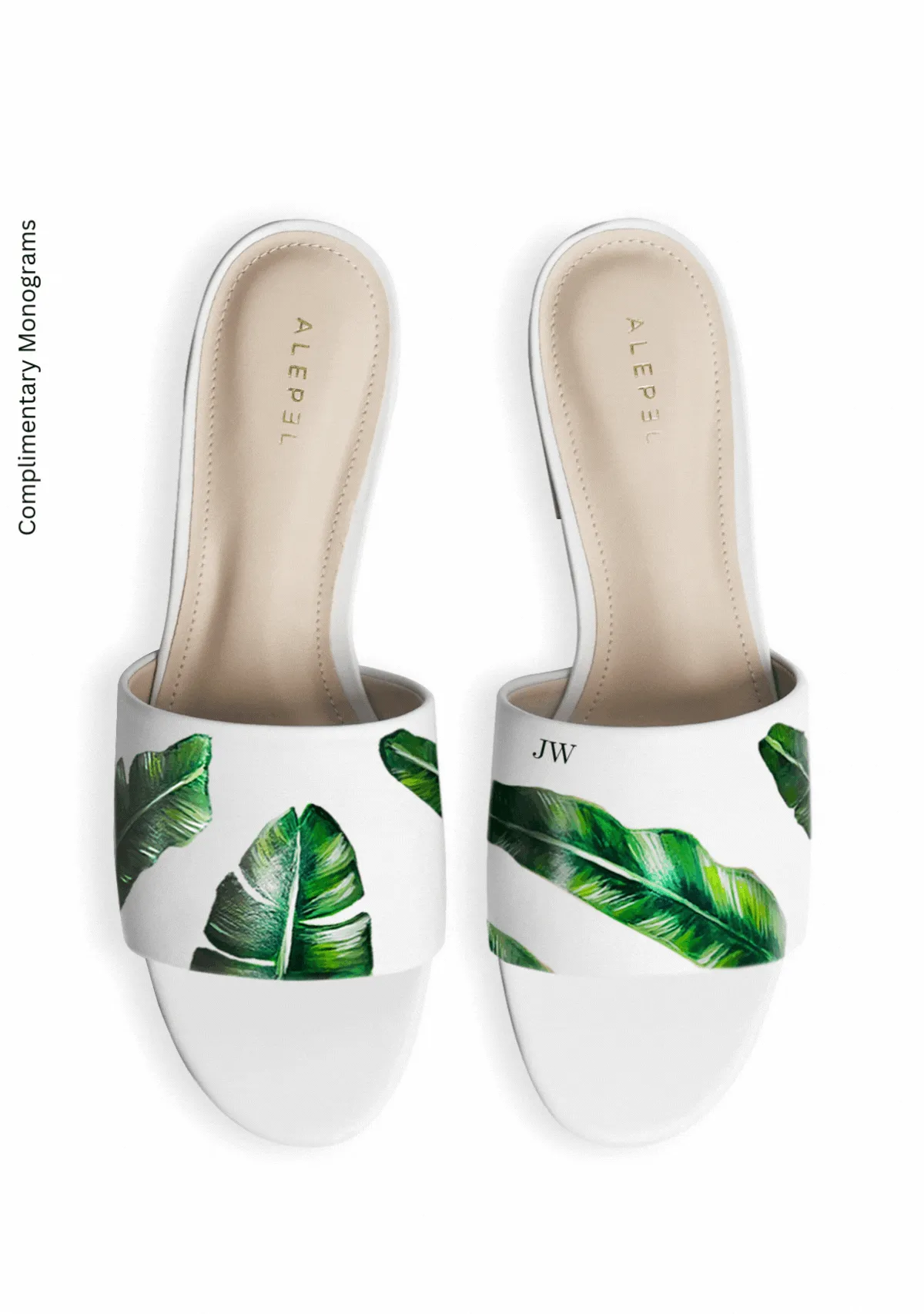 Green Palms White Slide Soft fabric lining