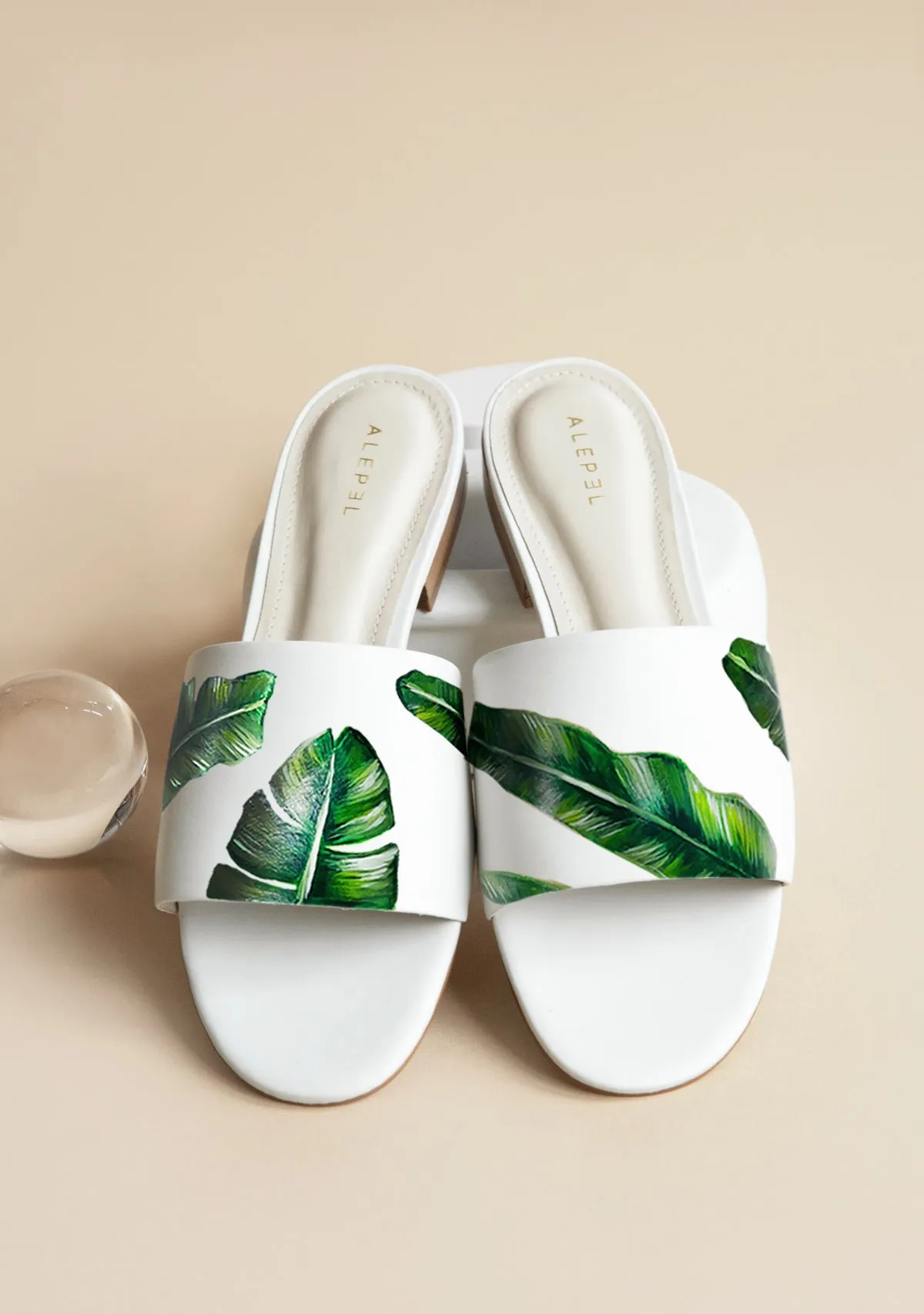 Green Palms White Slide Soft fabric lining