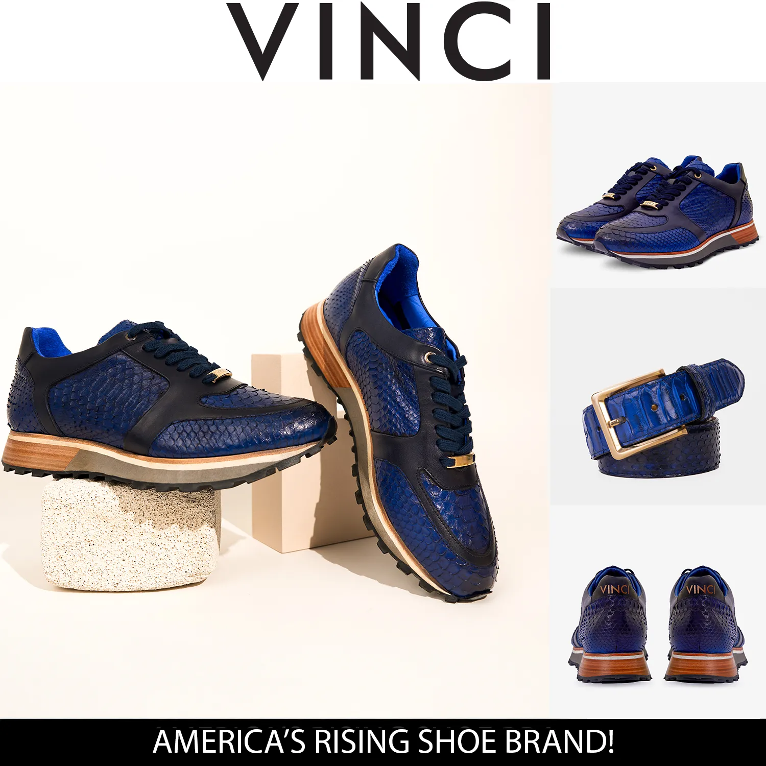Ground-Lock The Boss Pyth Snk Skin Navy Blue Men Sneaker