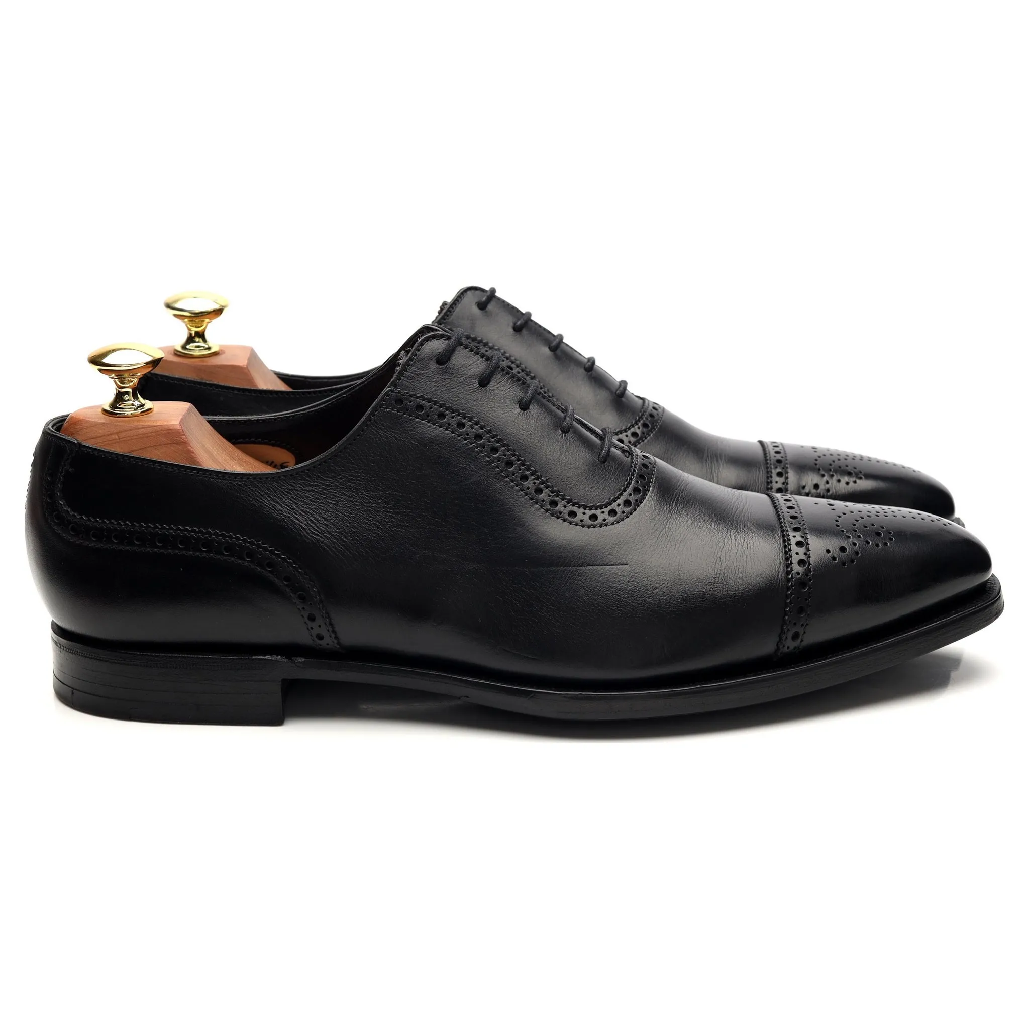 'Adam' Black Leather Oxford UK 8.5 E Soft Padding Supportive Comfort