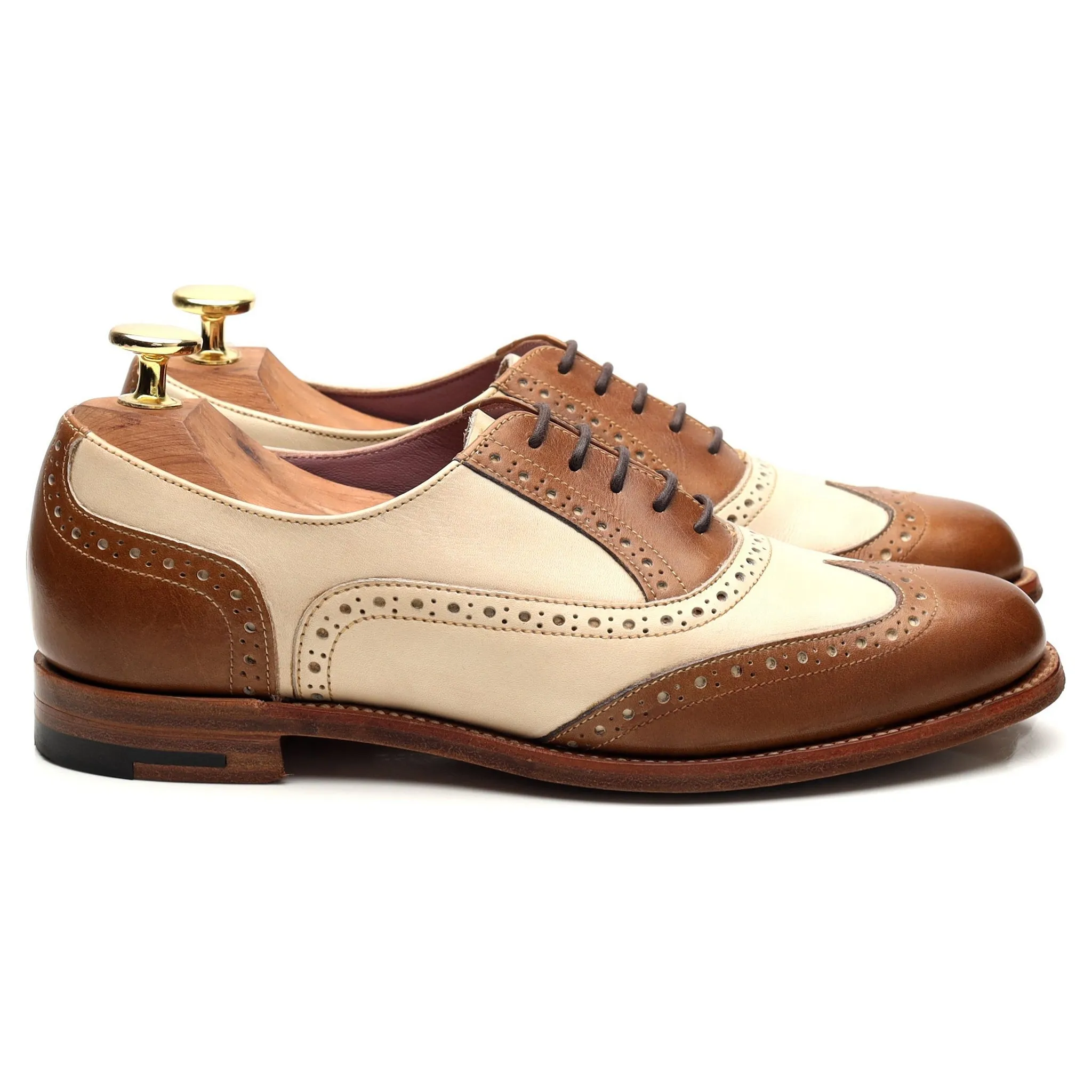 Women's 'Freya' Brown and Beige Leather Oxford UK 4 D Lightweight Structure