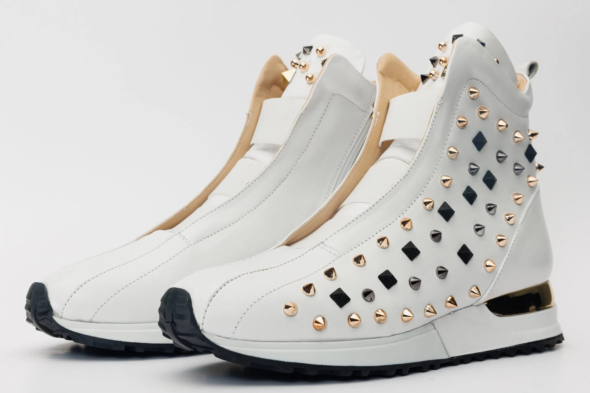 Heat-Shield The Infanta High-Top White Spike Leather Men Sneaker Limited Edition