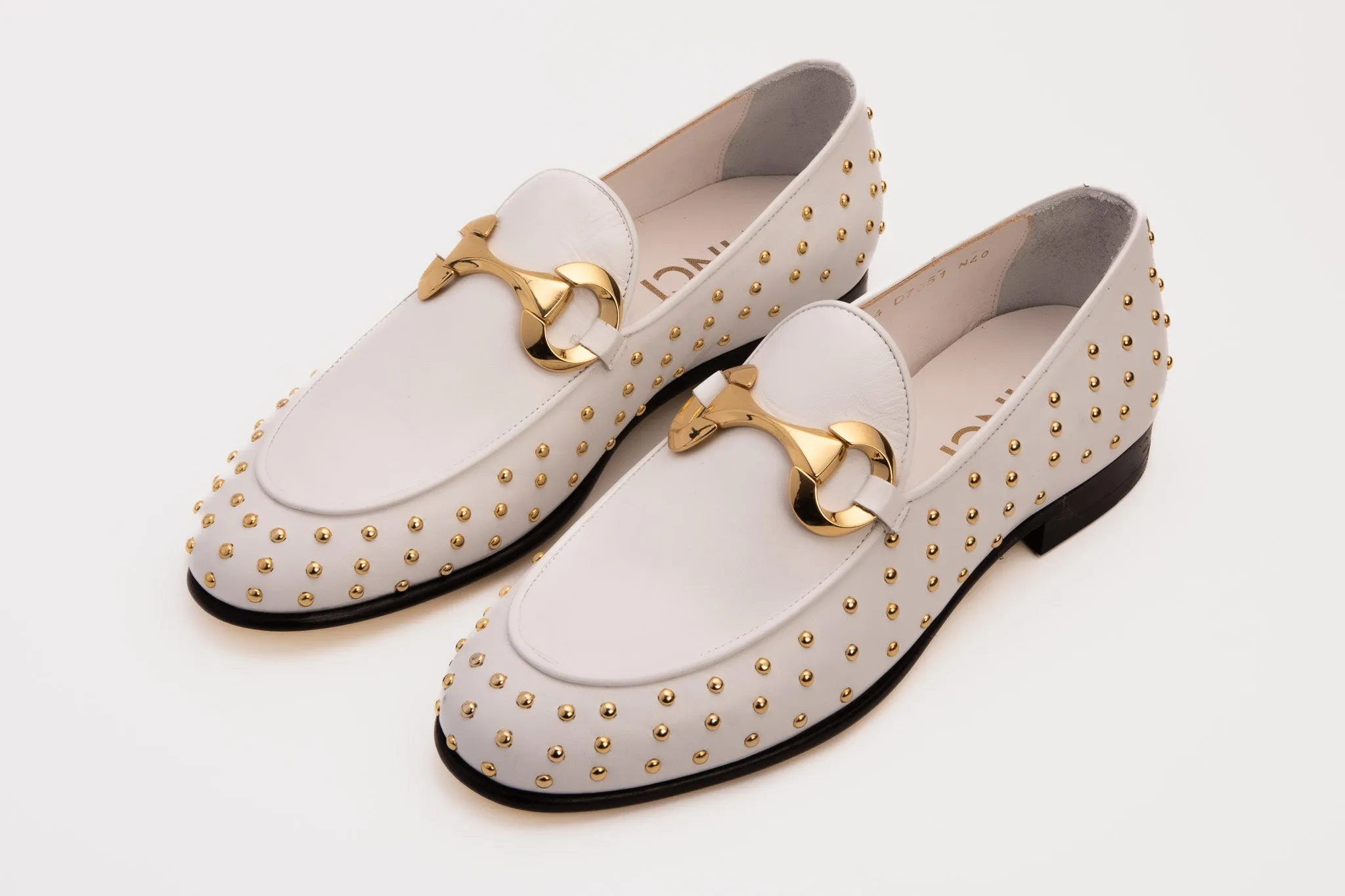 Heel-Raise The Jupiter  Shoe White Spike Leather  Bit Dress Loafer Limited Edition Men Shoe
