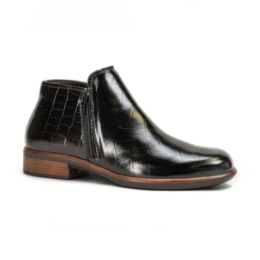 Naot Helm Bootie (26030) - Ink Leather/Midnight Blue Suede Womens Shoes Black Croc Leather