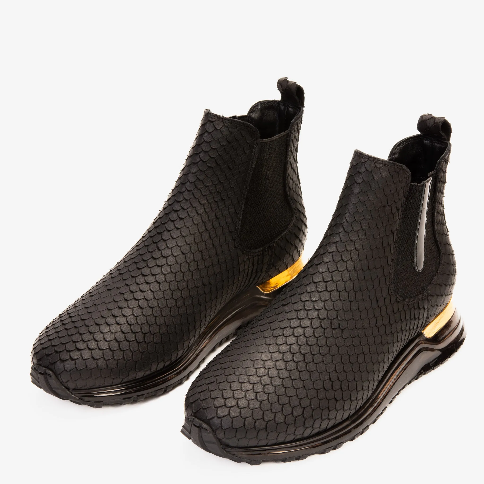 High-Fashion The Panther Black Leather Men Chelsea Boot