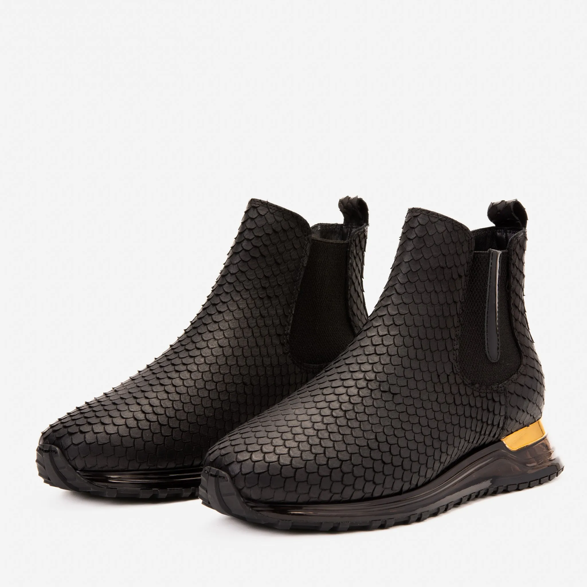 High-Fashion The Panther Black Leather Men Chelsea Boot