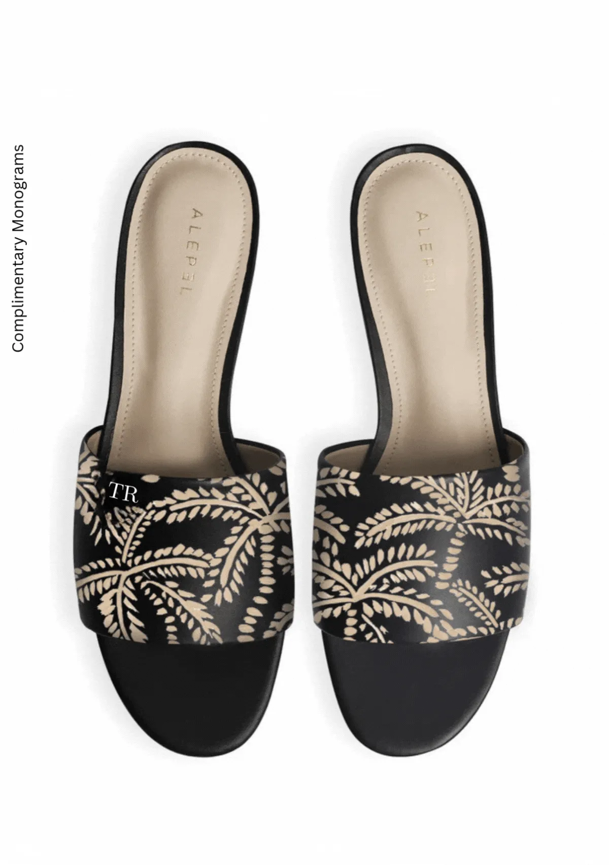 High Quality Beige Abstract Palms Black Slide