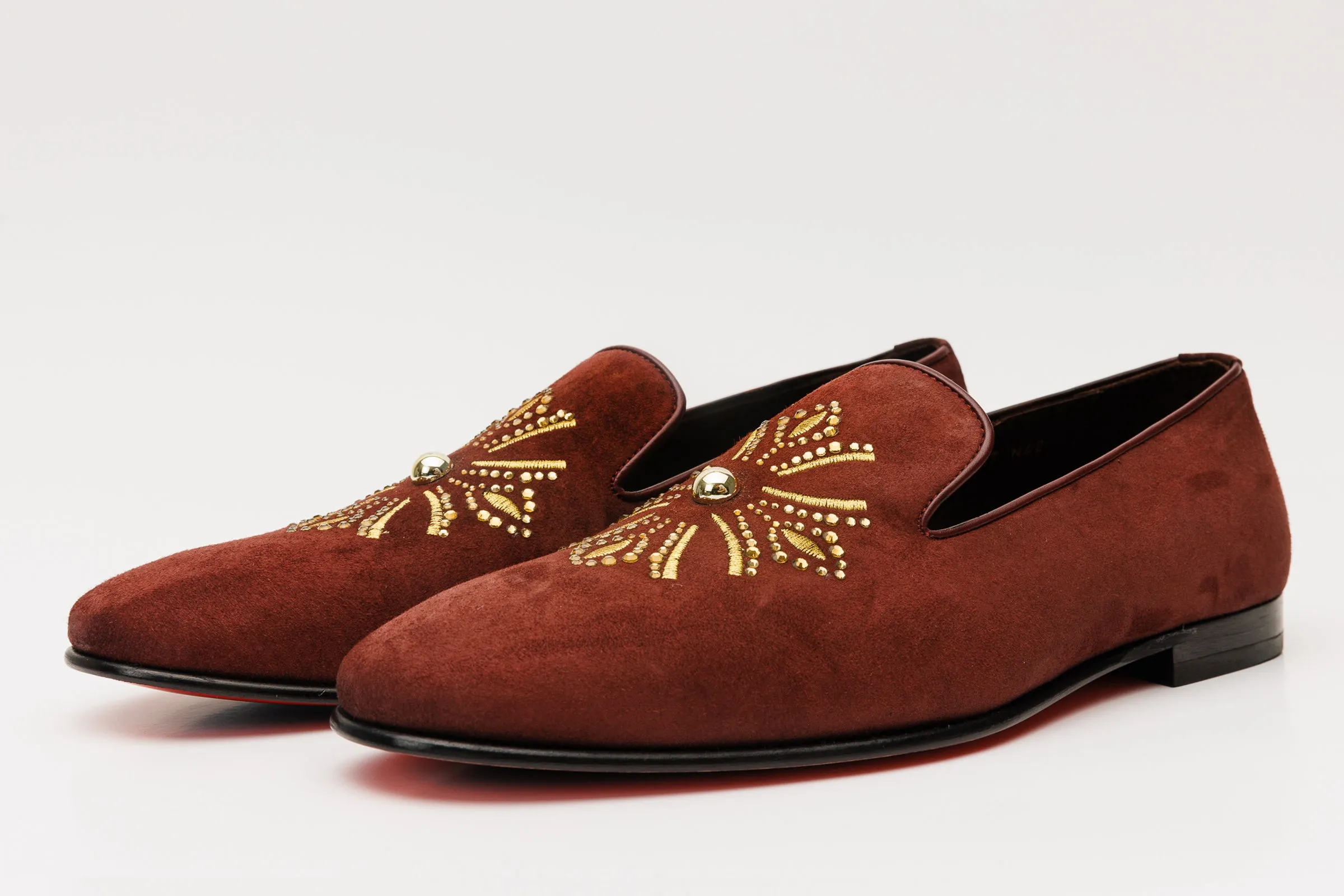 High Quality The Lazio Shoe Burgundy Suede Slip-on  Loafer Men Shoe