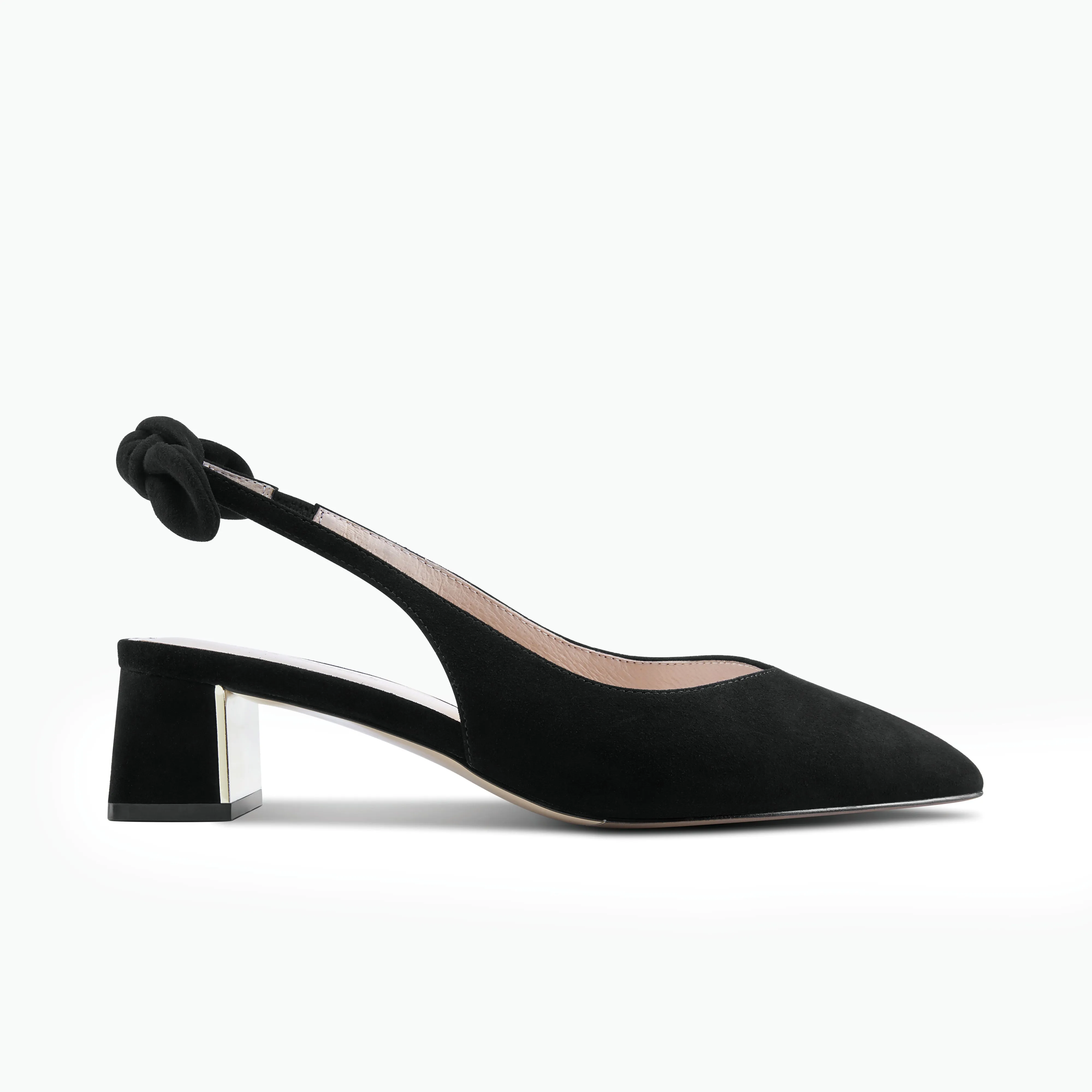 Hudson Slingback Heel | Black suede Evening Stilettos Comfortable Day Pumps