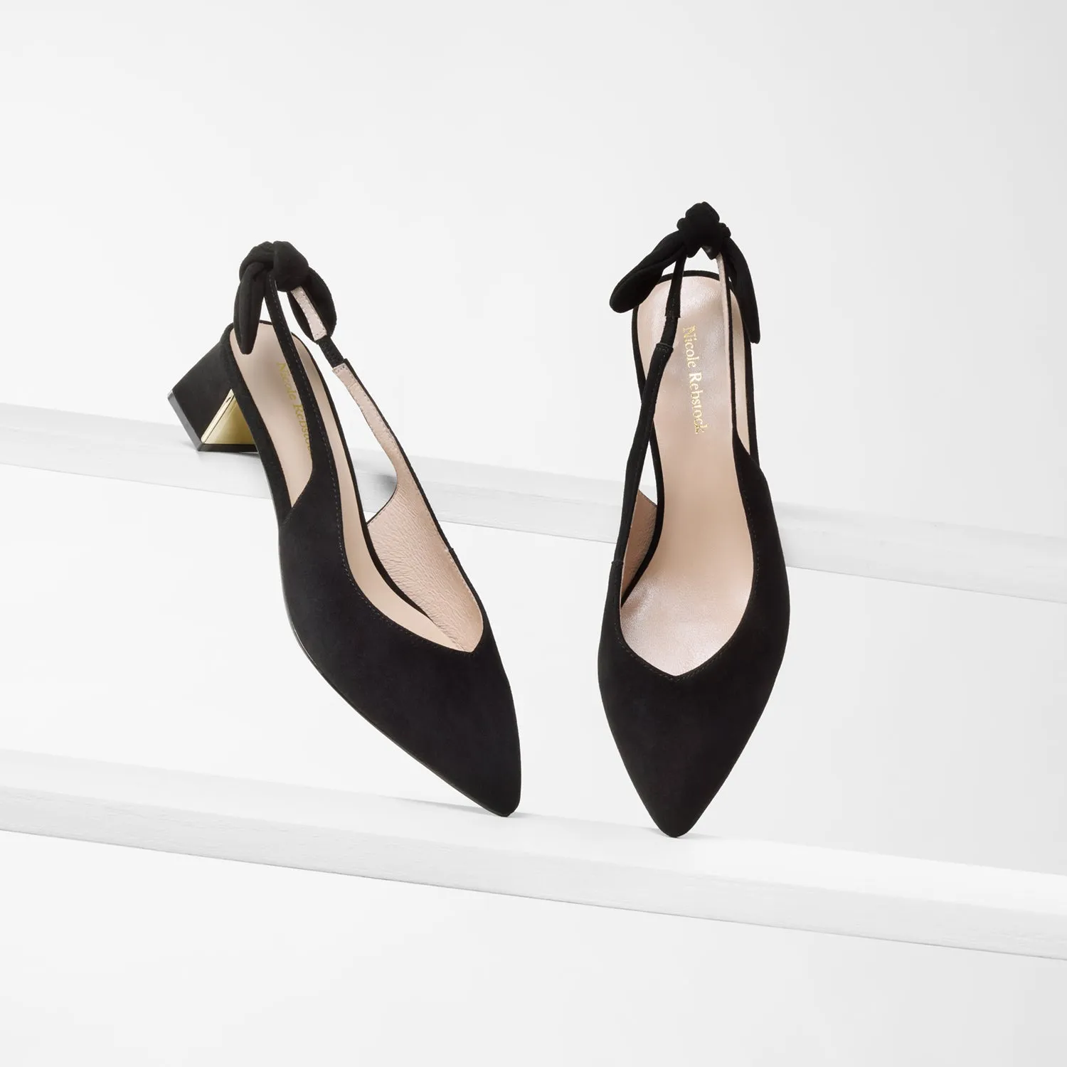 High-Waisted Heels Hudson Slingback Heel | Black suede