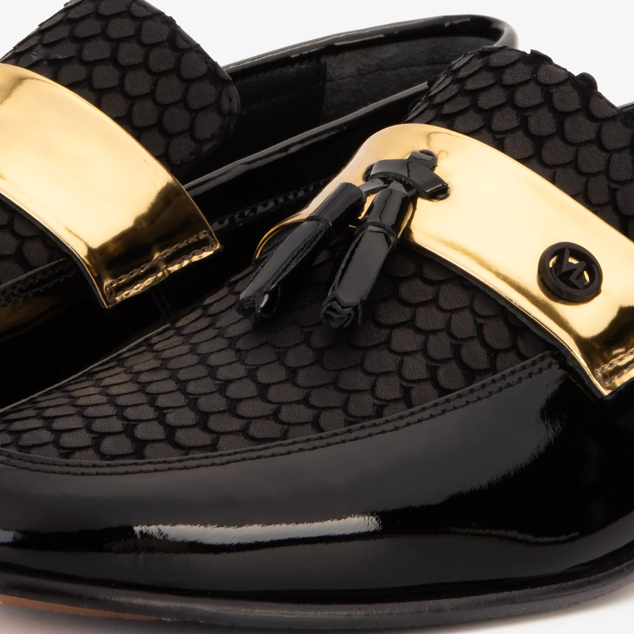 Hiking The Imperial Black & Gold Leather Men Dress Shoe