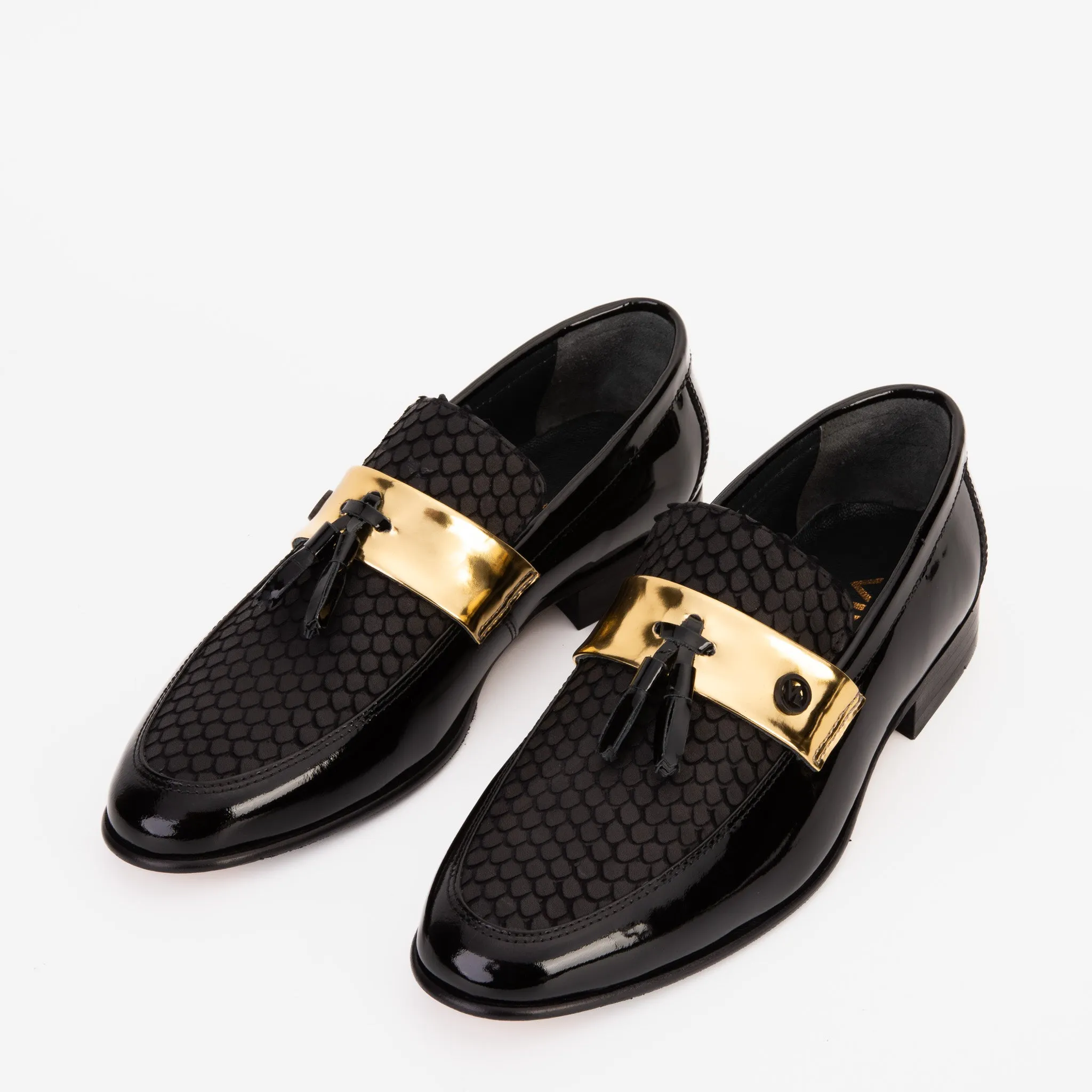 Hiking The Imperial Black & Gold Leather Men Dress Shoe