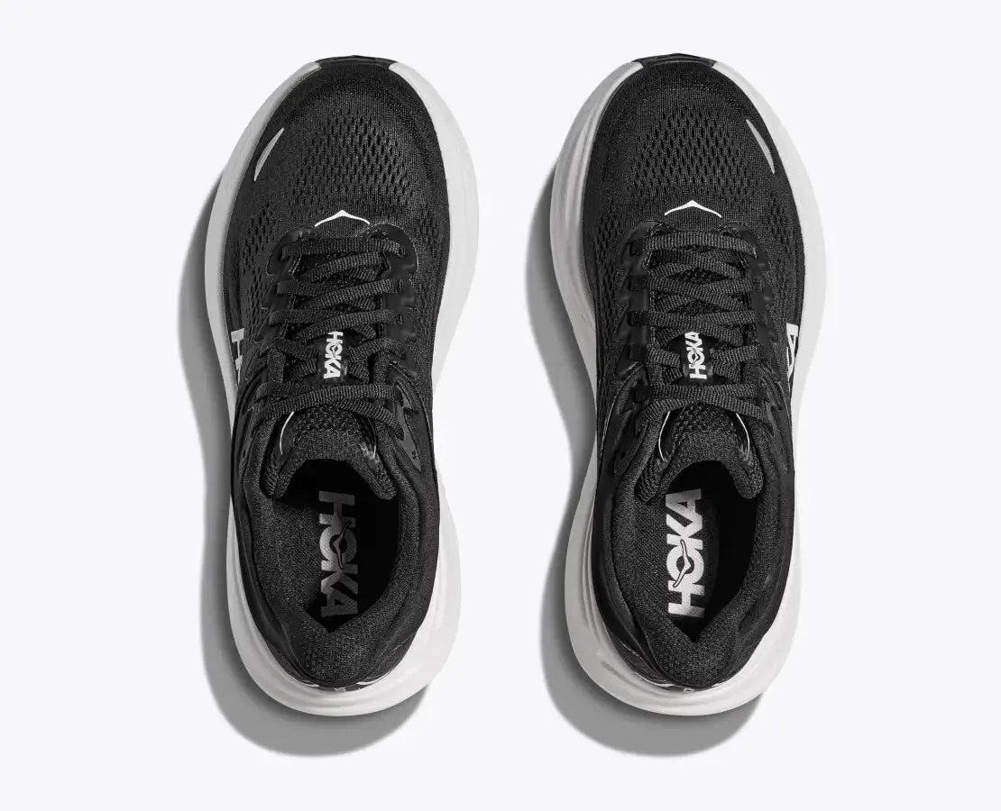 HOKA ONE ONE BONDI 9 - WIDE - BLACK & WHITE Maximum Durability