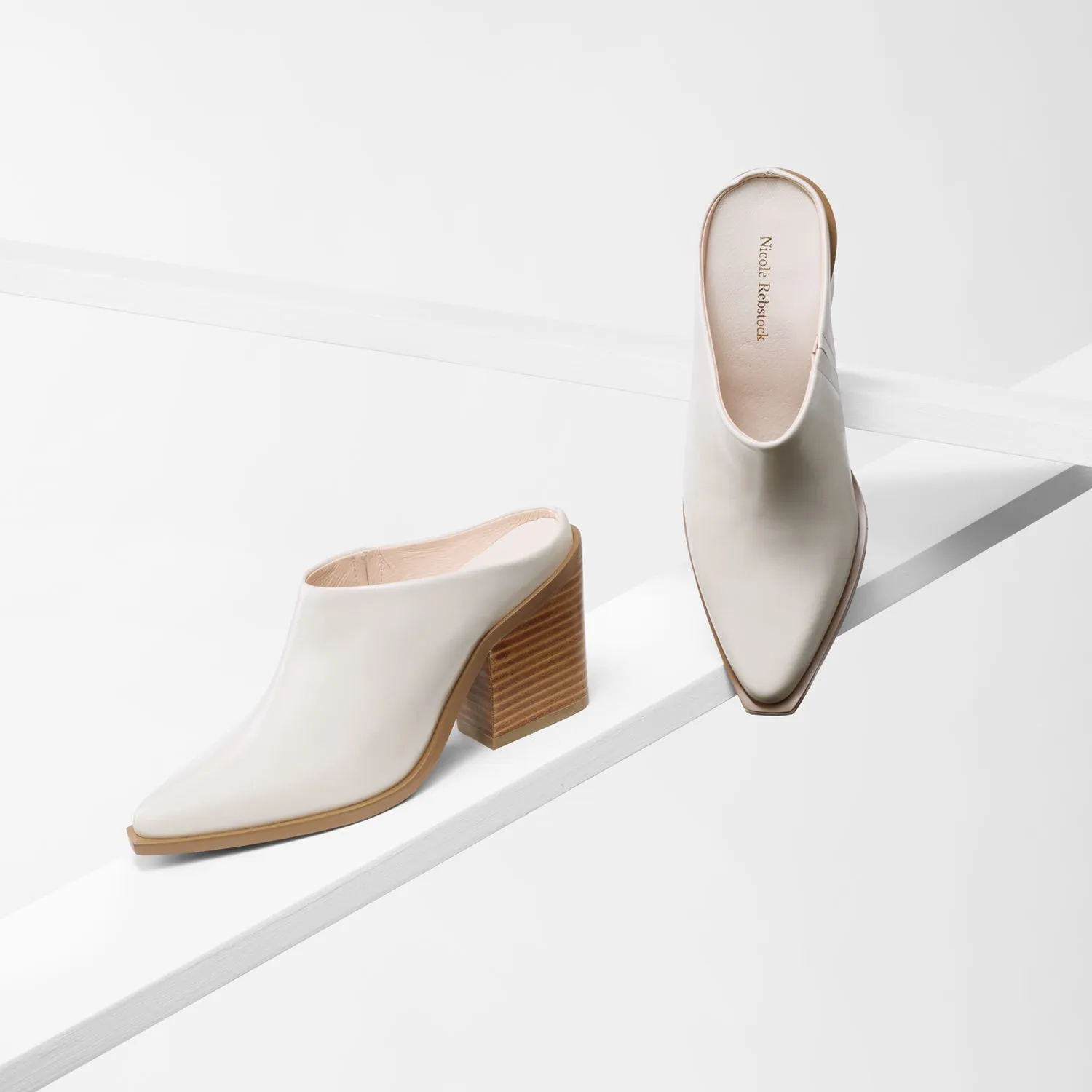 Holiday Heels Fabio Mule | Ivory oiled leather