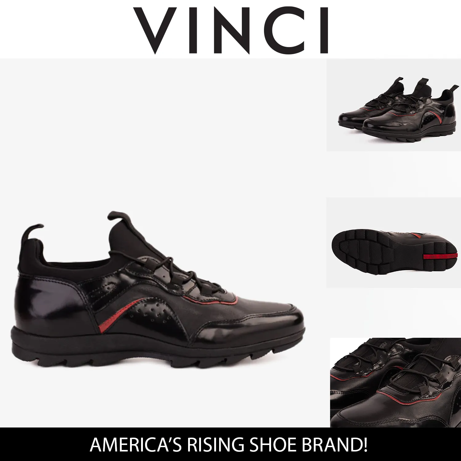 Iconic Style The Madrid Black & Red Leather Casual  Men Shoe Final Sale!
