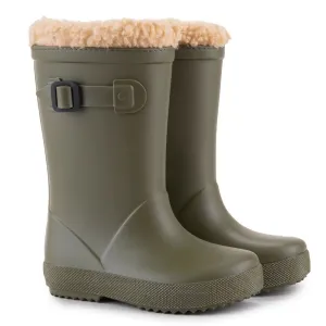 Igor Boy's & Girl's Splash Euri Borreguito Lined Rain Boots, Kaki Synthetic kids' shoes Striped kids' wear