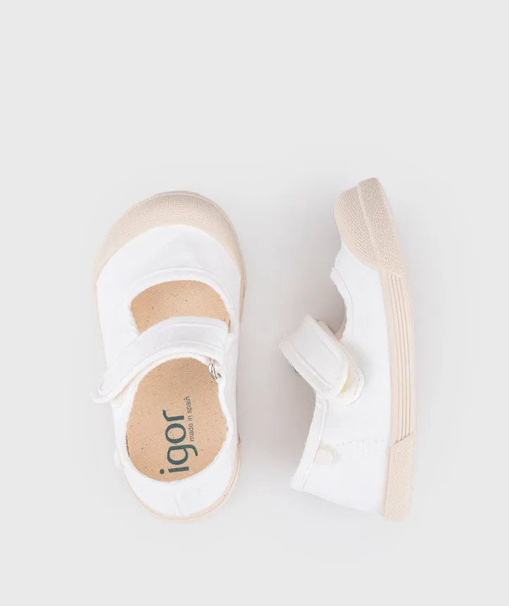 Igor Girl's Lona Mercedes Shoes - Blanco Arch support