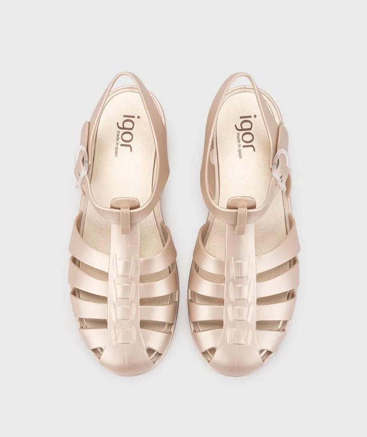Igor Women's Biarritz Metal Sandals - Platino Pre Teen Shoes