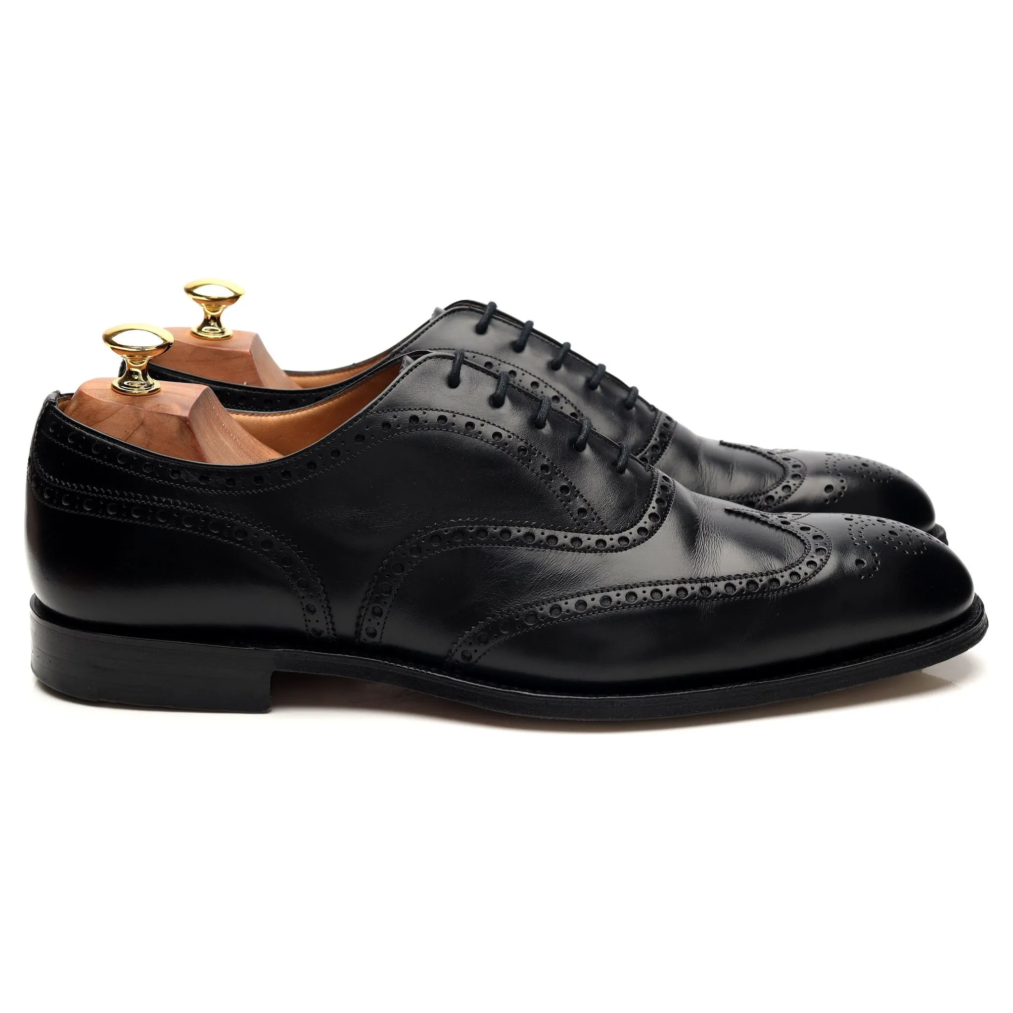 Chic Office Look Timeless Fit 'Chetwynd' Black Leather Oxford Brogues UK 10.5 F