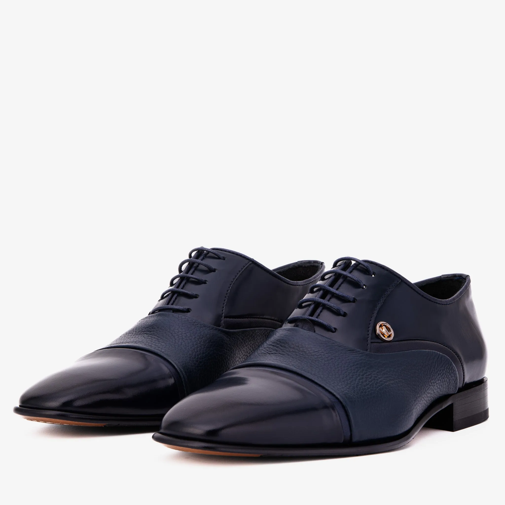 Insole-Tech The Rockwell Handmade Navy Blue Leather Cap Toe Men Oxford Shoe
