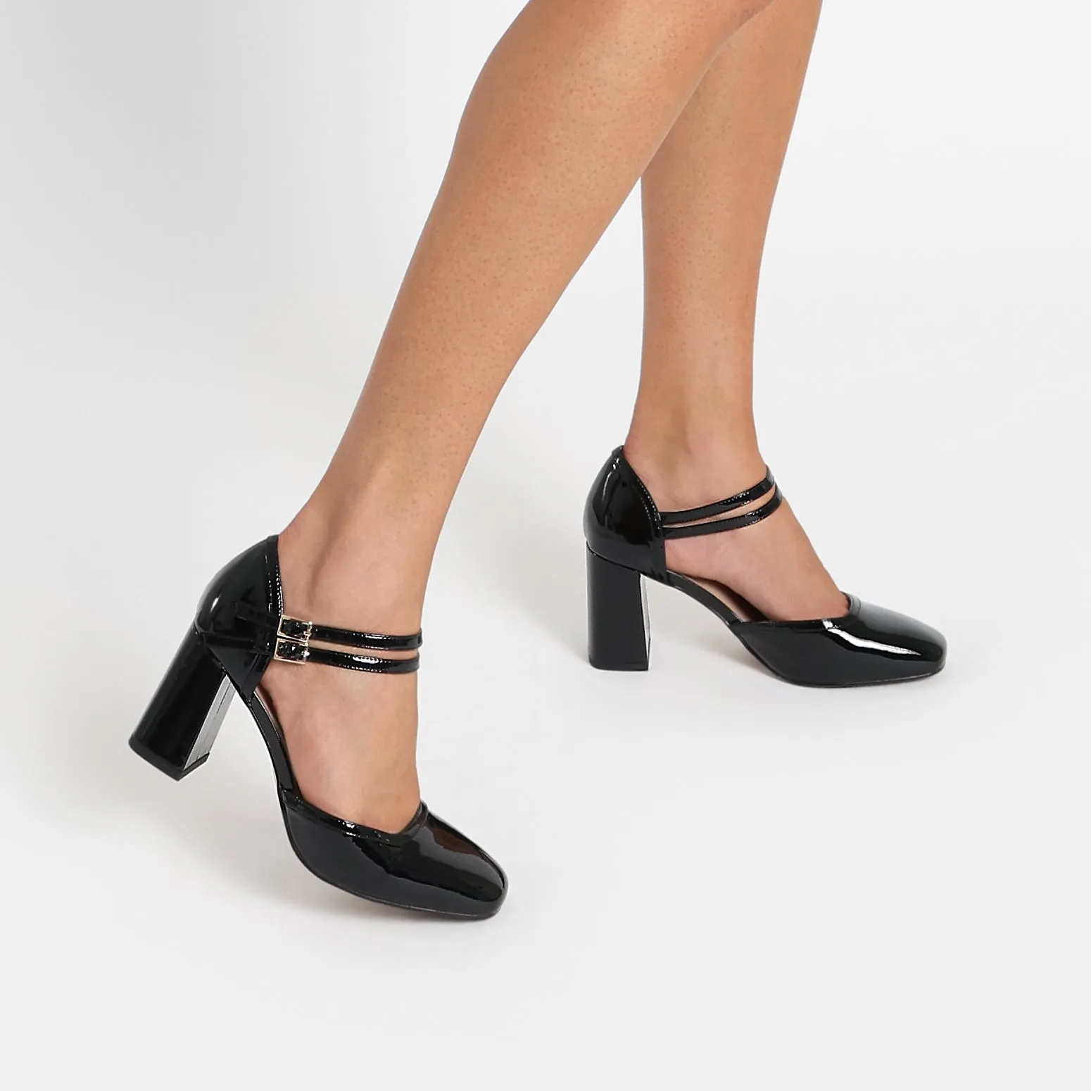 Jelico Heel | Black patent leather Transparent Pumps