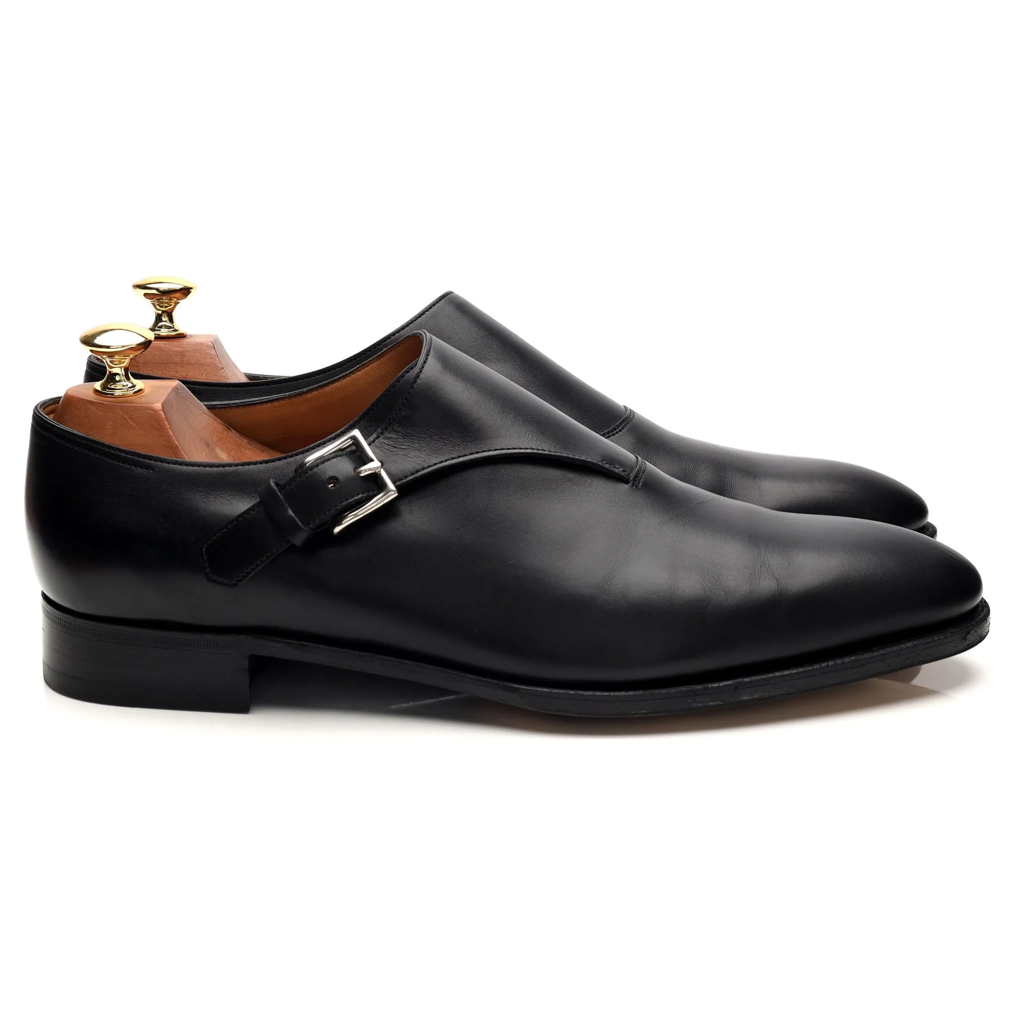 'Jermyn II' Black Leather Monk Strap UK 9 E Best Man Outfit