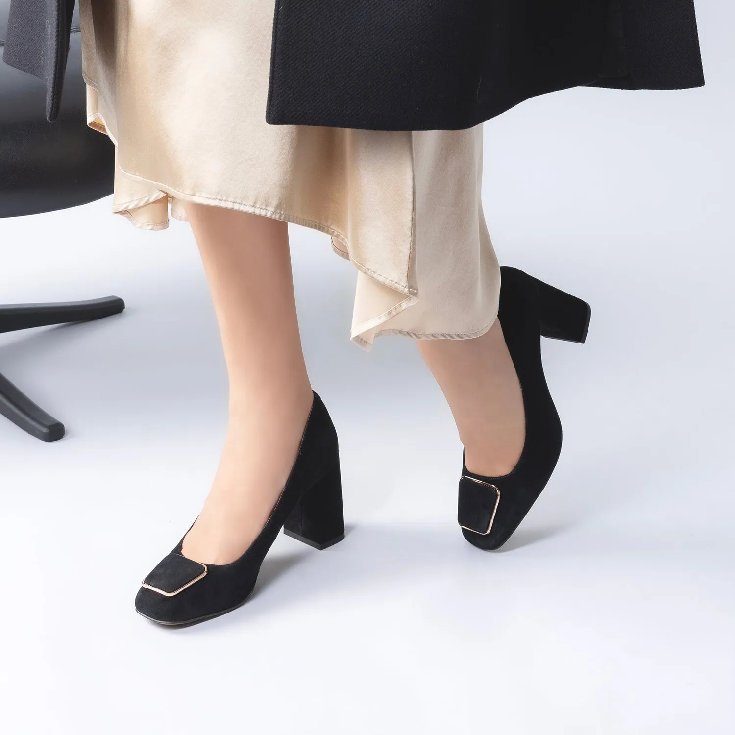Julia Pump Heel | Black suede Arch Support Heels