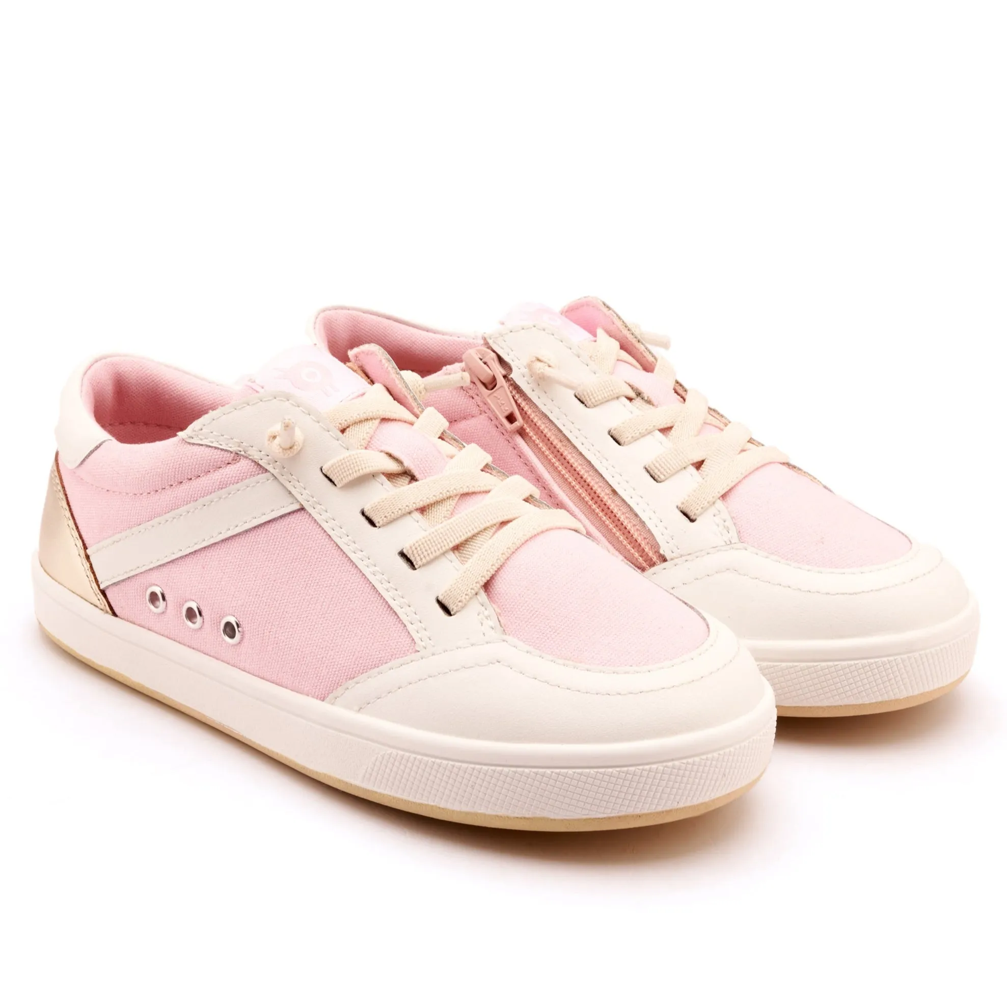 Old Soles Girl's Jet Casual Shoes - Light Pink Canvas / Snow / Gold Weekend wear for kids