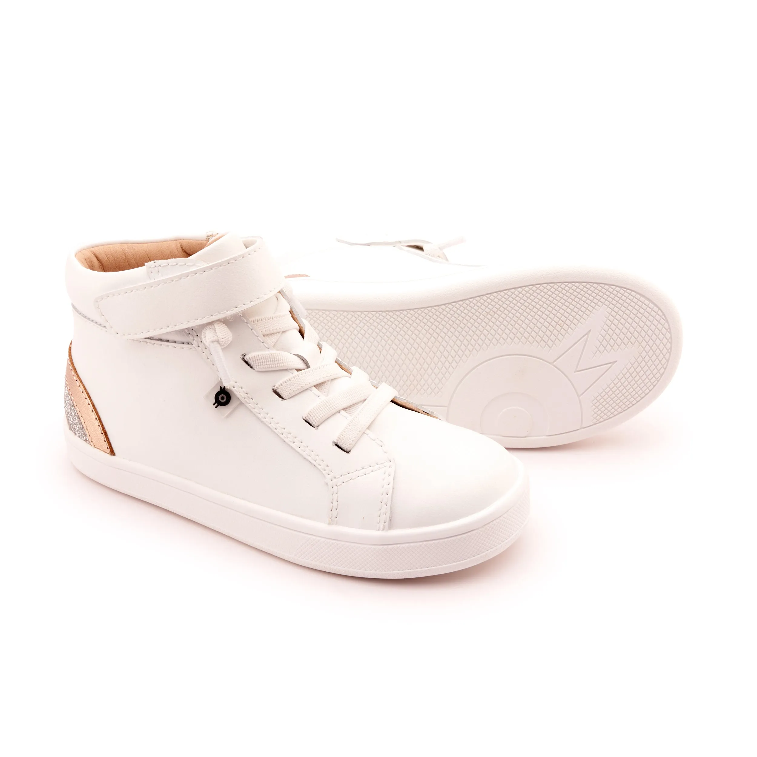 Lace Details Old Soles Girl's and Boy's 1011 Sneaksta Rainbow Casual Shoes - Snow / Copper / Glam Argent