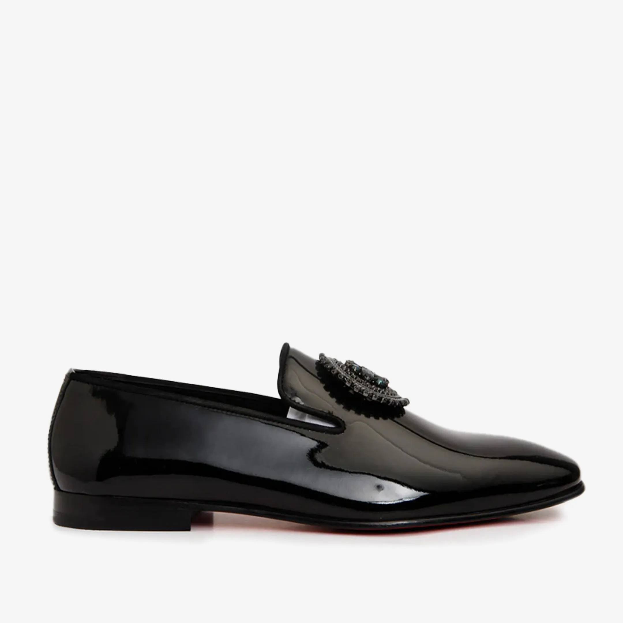 The Pombe Black Patent Leather Dress Slip-on Loafer Men  Shoe Body Align