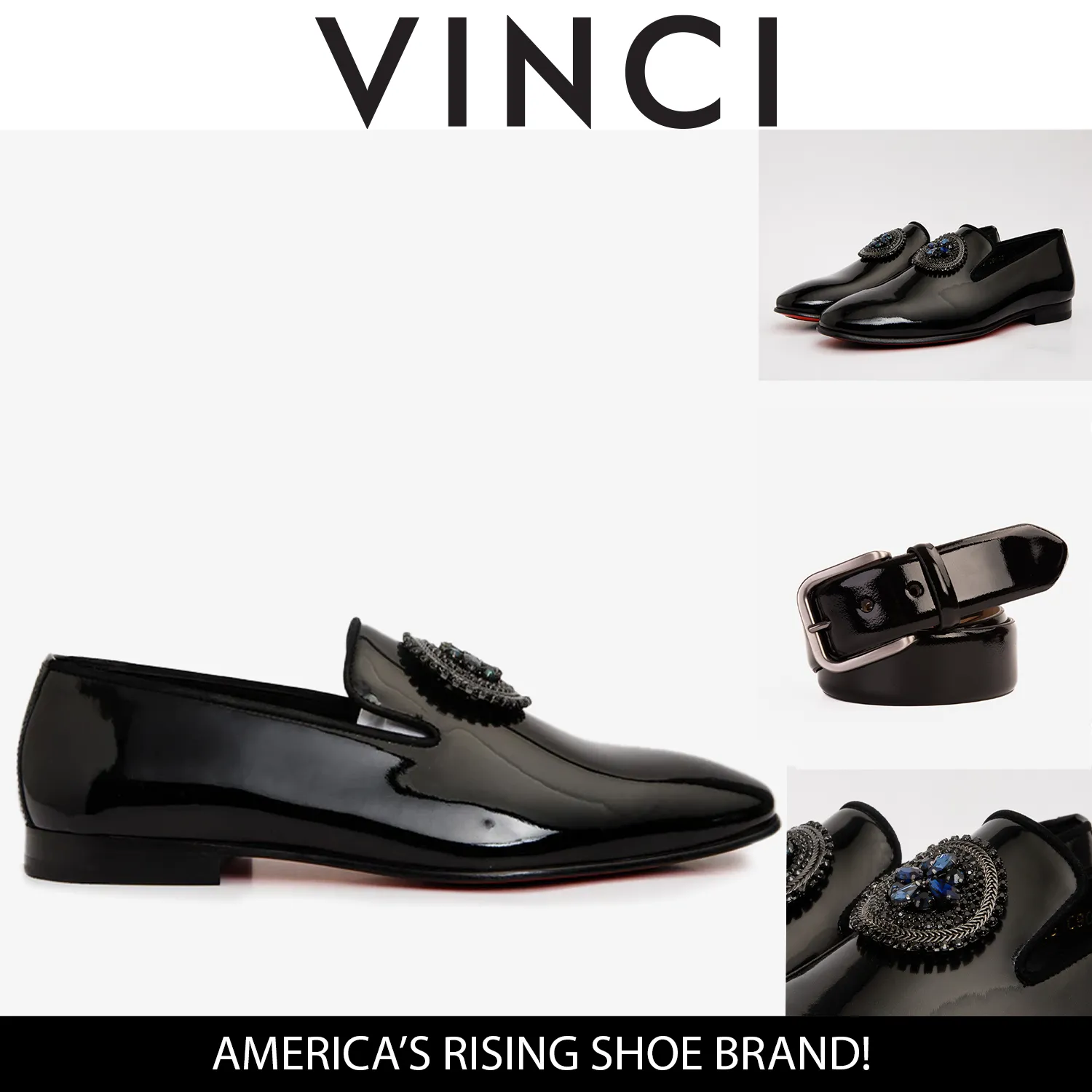 Lace-up The Pombe Black Patent Leather Dress Slip-on Loafer Men  Shoe