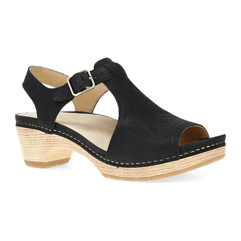 Dansko Laverne Womens Shoes Black Milled Nubuck
