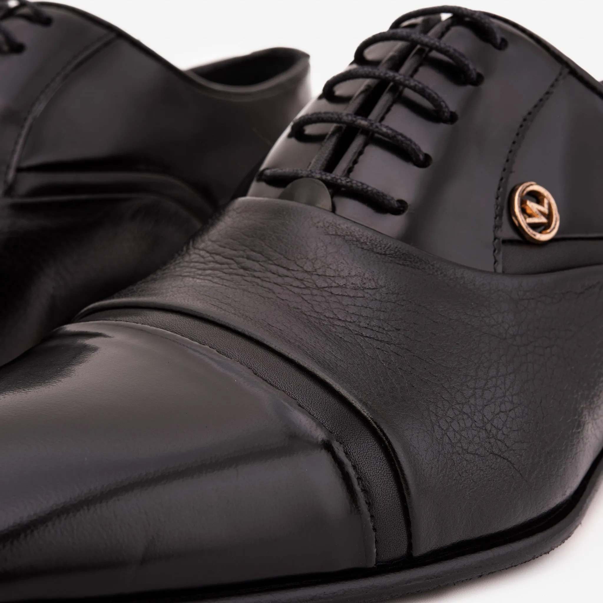 Layer-Style The Rockwell Handmade Black Leather Cap Toe Men Oxford Shoe