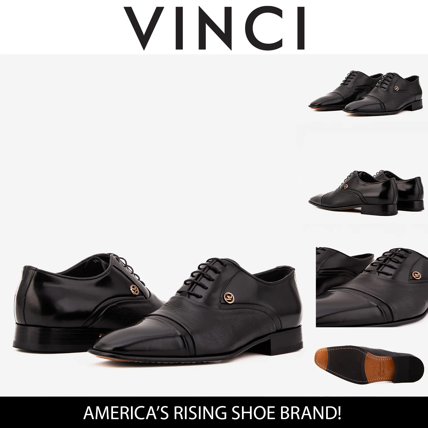 Layer-Style The Rockwell Handmade Black Leather Cap Toe Men Oxford Shoe