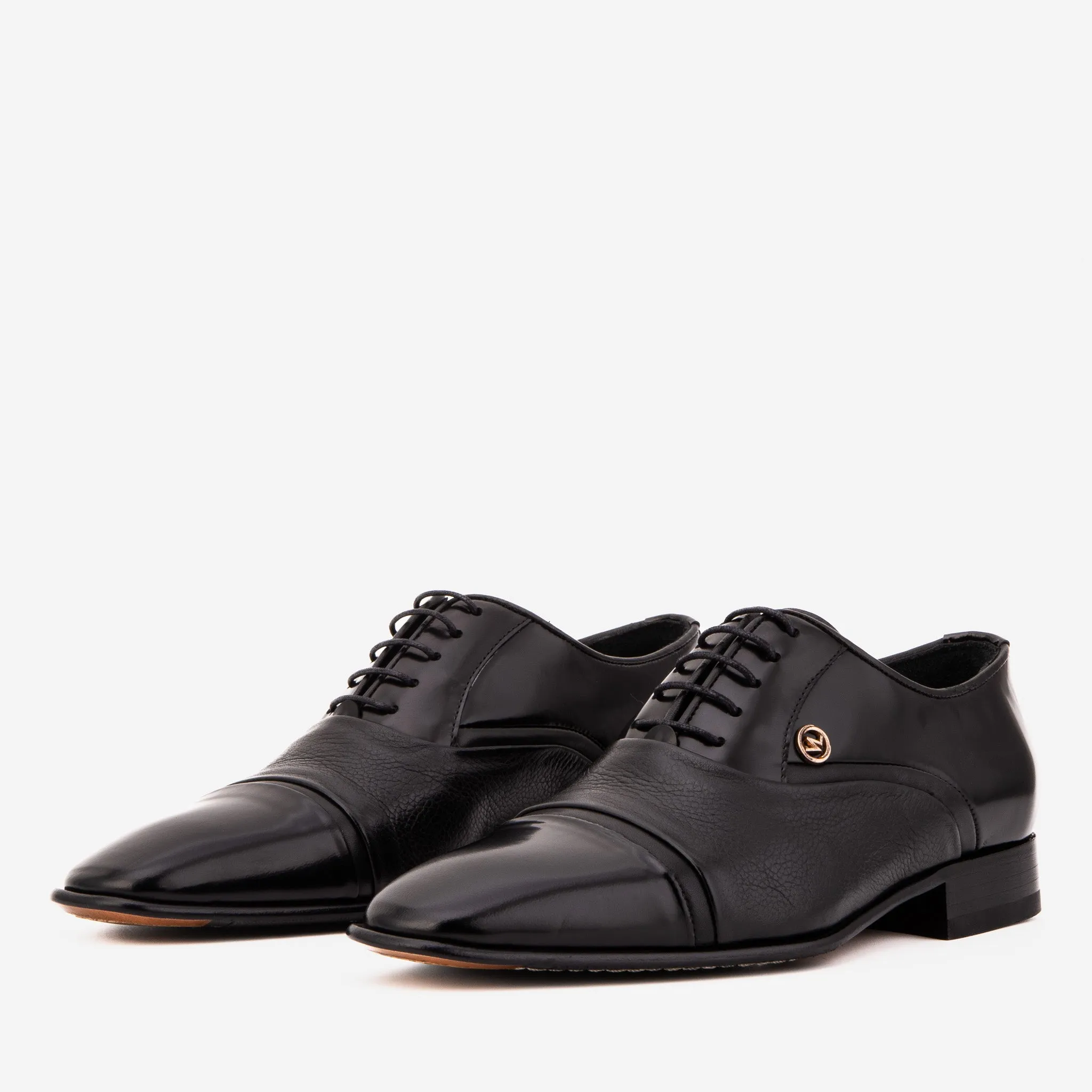 Layer-Style The Rockwell Handmade Black Leather Cap Toe Men Oxford Shoe