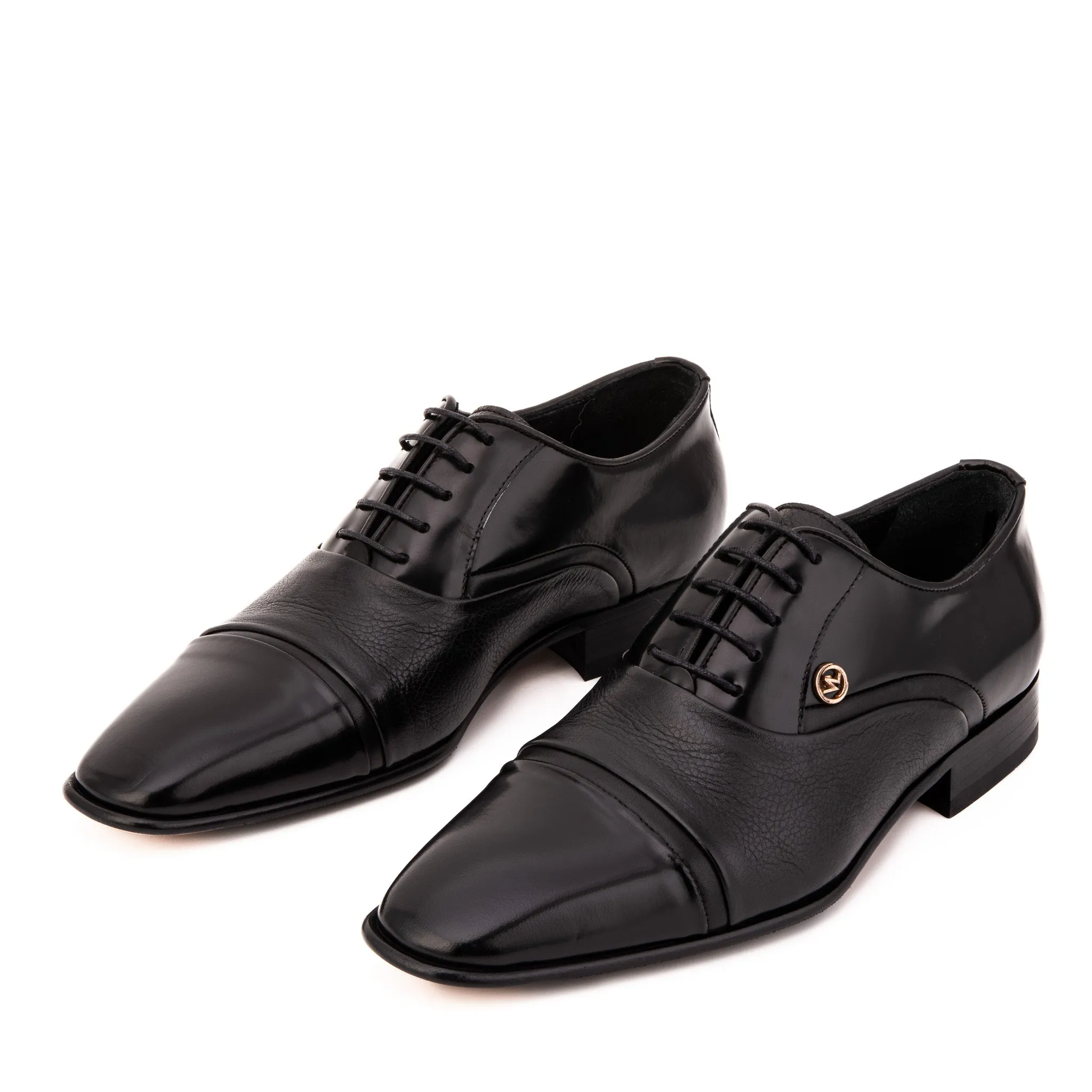 Layer-Style The Rockwell Handmade Black Leather Cap Toe Men Oxford Shoe