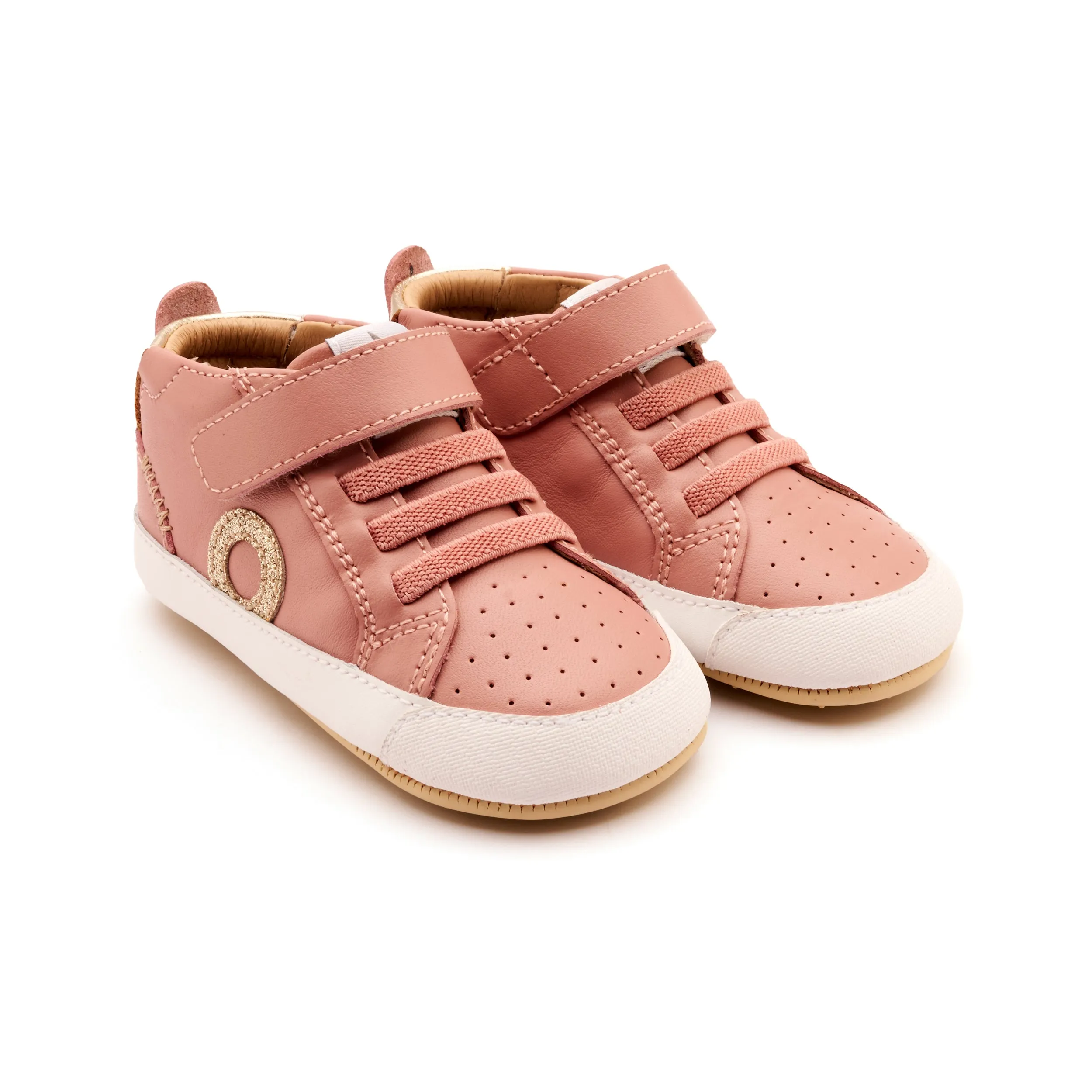 Leather Trim Old Soles Girl's Baby Zig Casual Shoes - Kiss / Gold / Glam Gold
