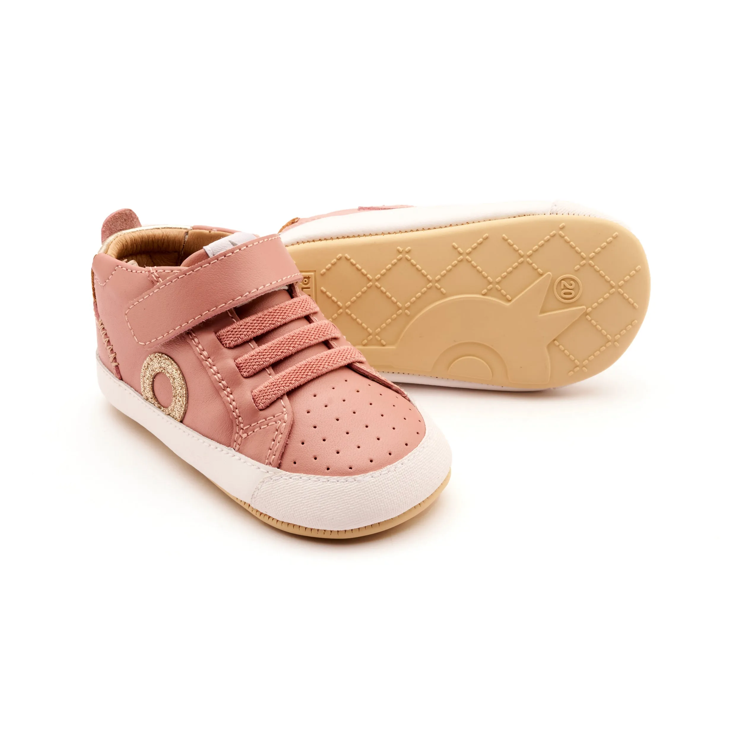 Leather Trim Old Soles Girl's Baby Zig Casual Shoes - Kiss / Gold / Glam Gold