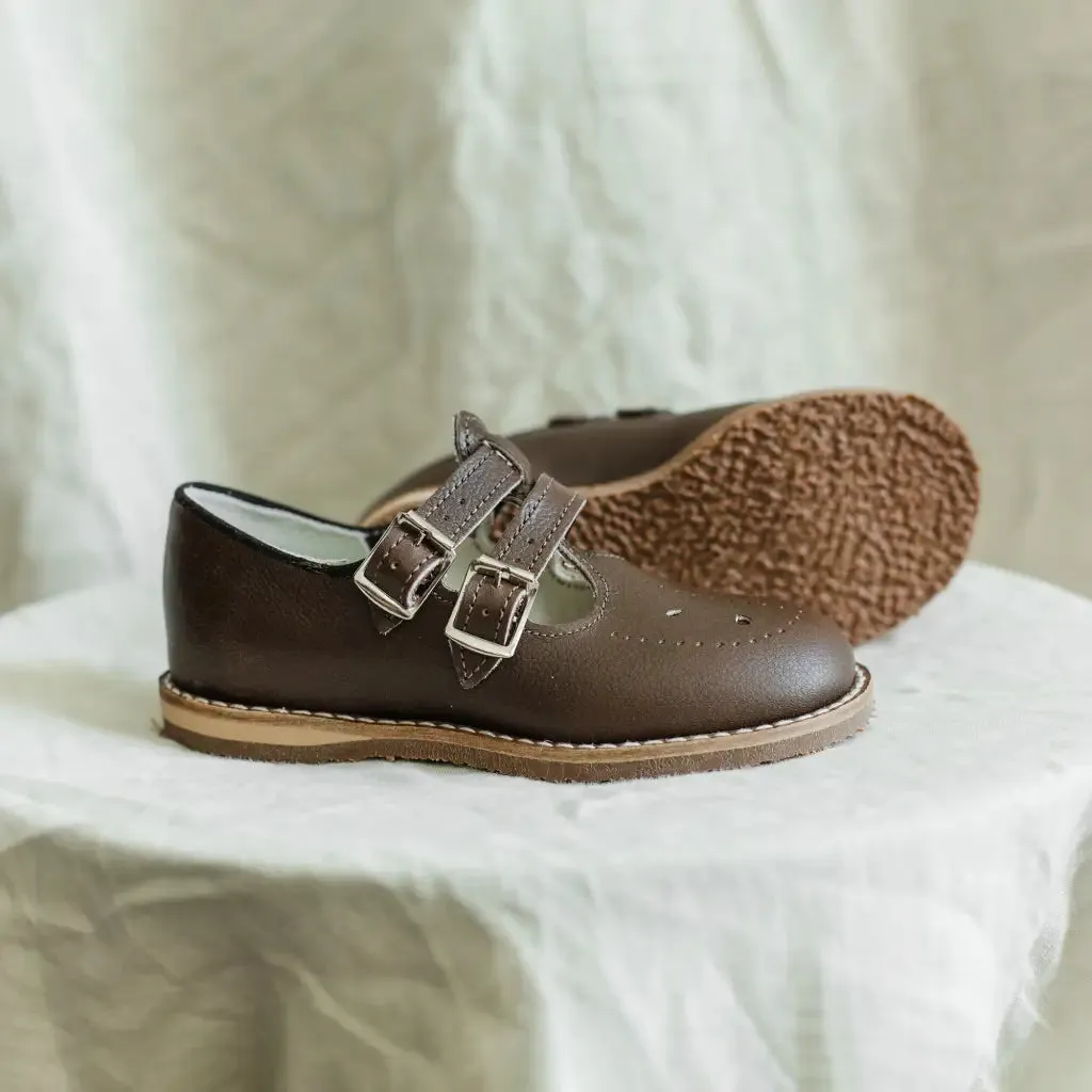 Leather Upper Claire T-Strap - Brown