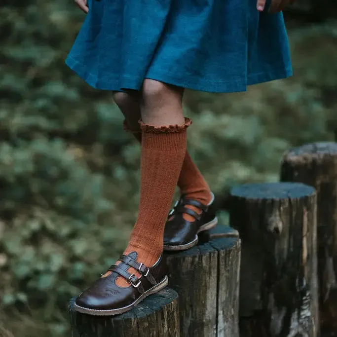 Leather Upper Claire T-Strap - Brown
