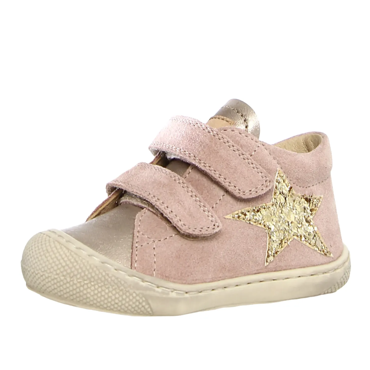 Leather Upper Naturino Kolde Vl Girl's Casual Shoes - Cipria/Platinum