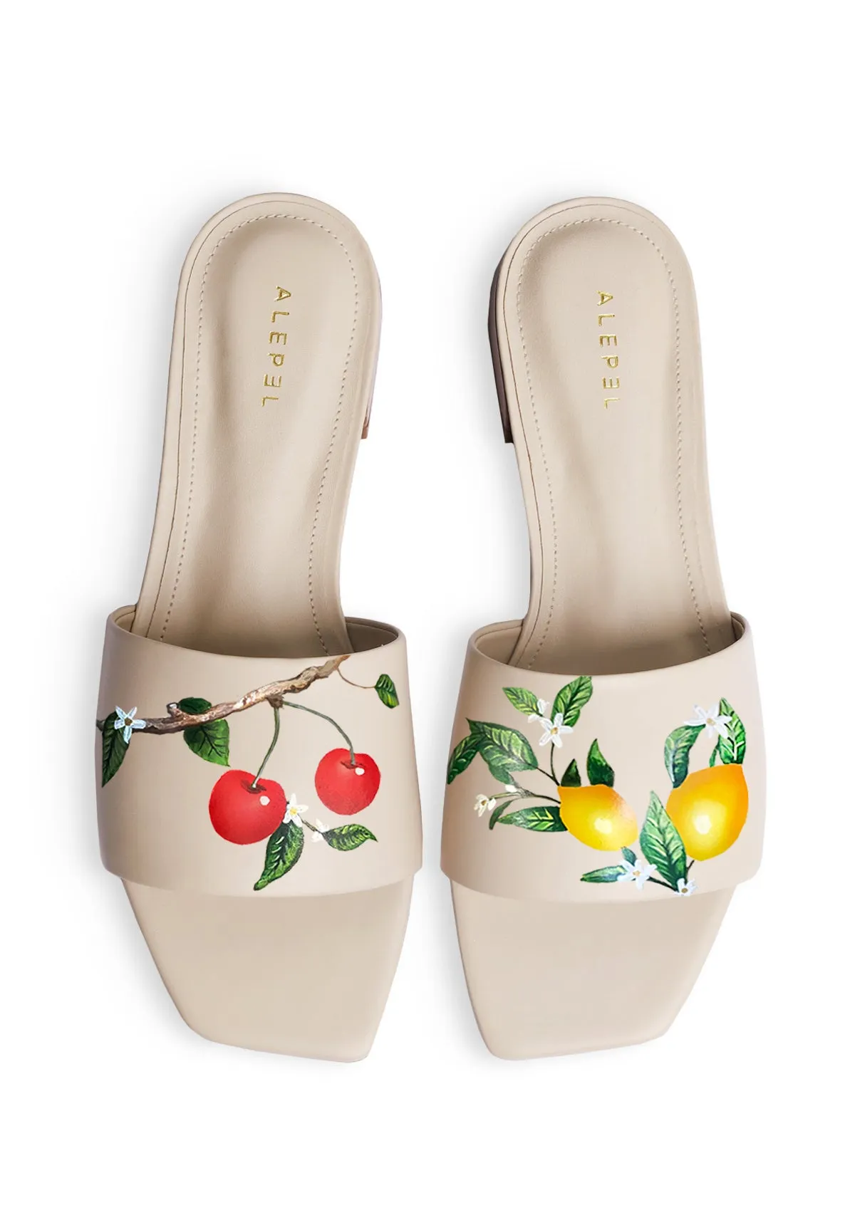Stay Relaxed Lemon Cherry Beige Square