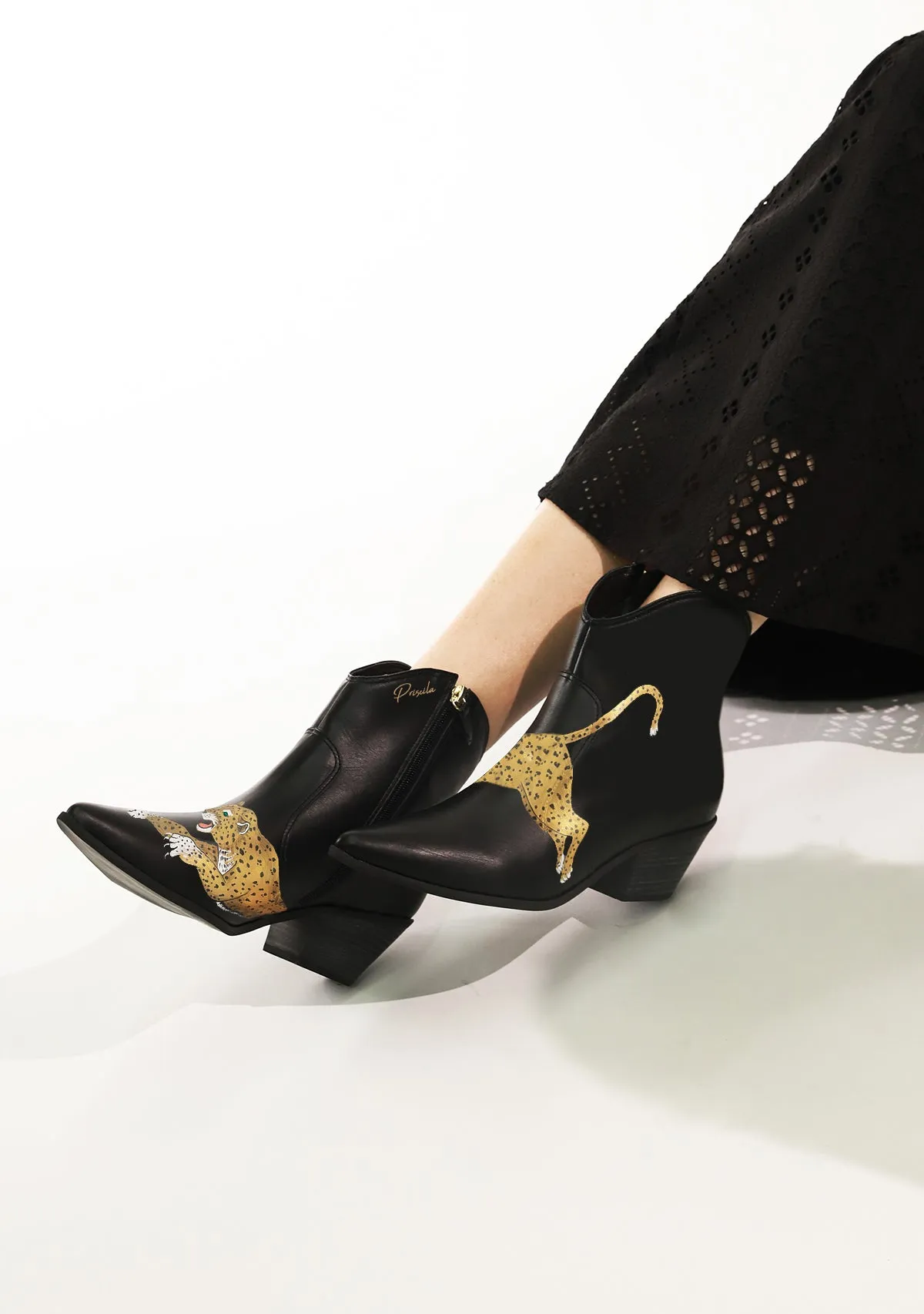 Leopard Black Cowboy Boot Hike Ready