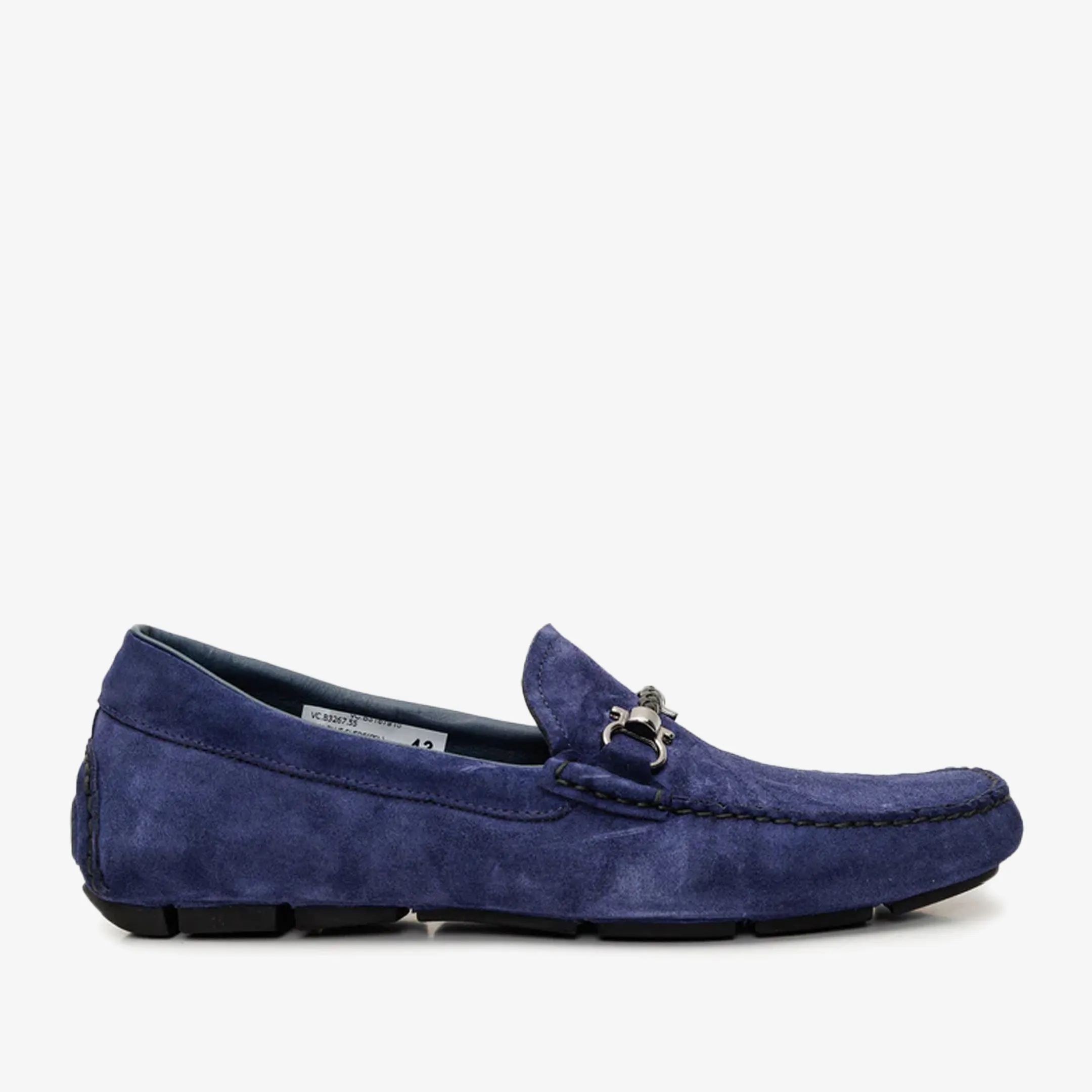 The Bari Navy Blue Suede Leather Bit Drive Loafer Men Shoe Celebrity Vibe