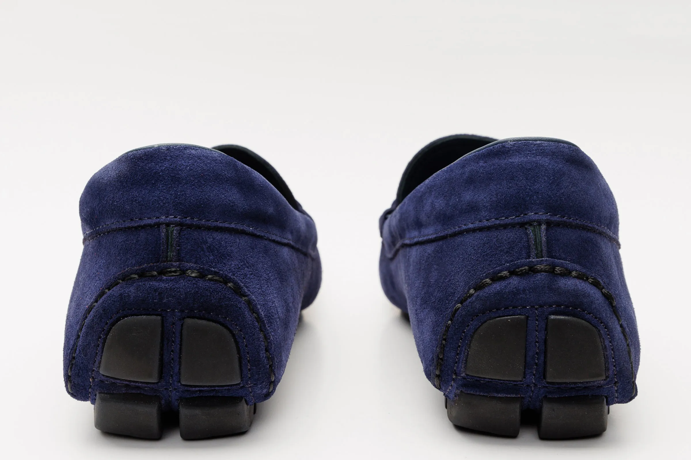 Leopard-Print The Bari Navy Blue Suede Leather Bit Drive Loafer Men Shoe