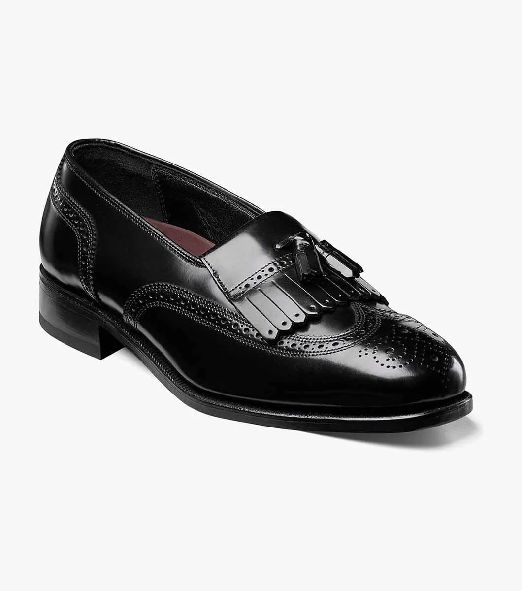 Lexington Wingtip Tassel Slip On-Black | Florsheim Elegant Line