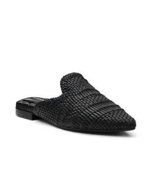 The Dove - Black Woven Comfy Glide Light Summer Slides